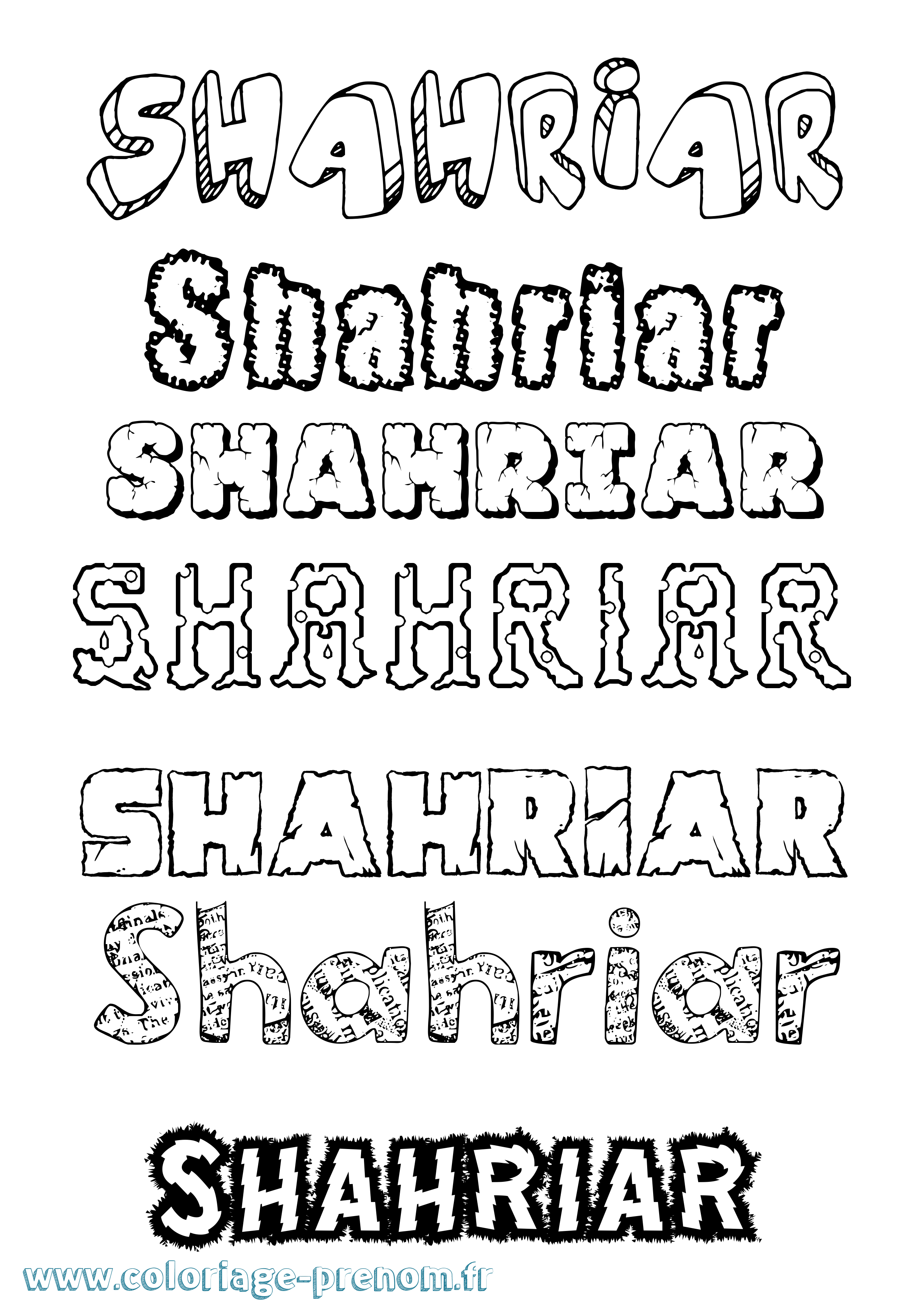 Coloriage Shahriar Destructuré Coloriage prénom Shahriar Destructuré