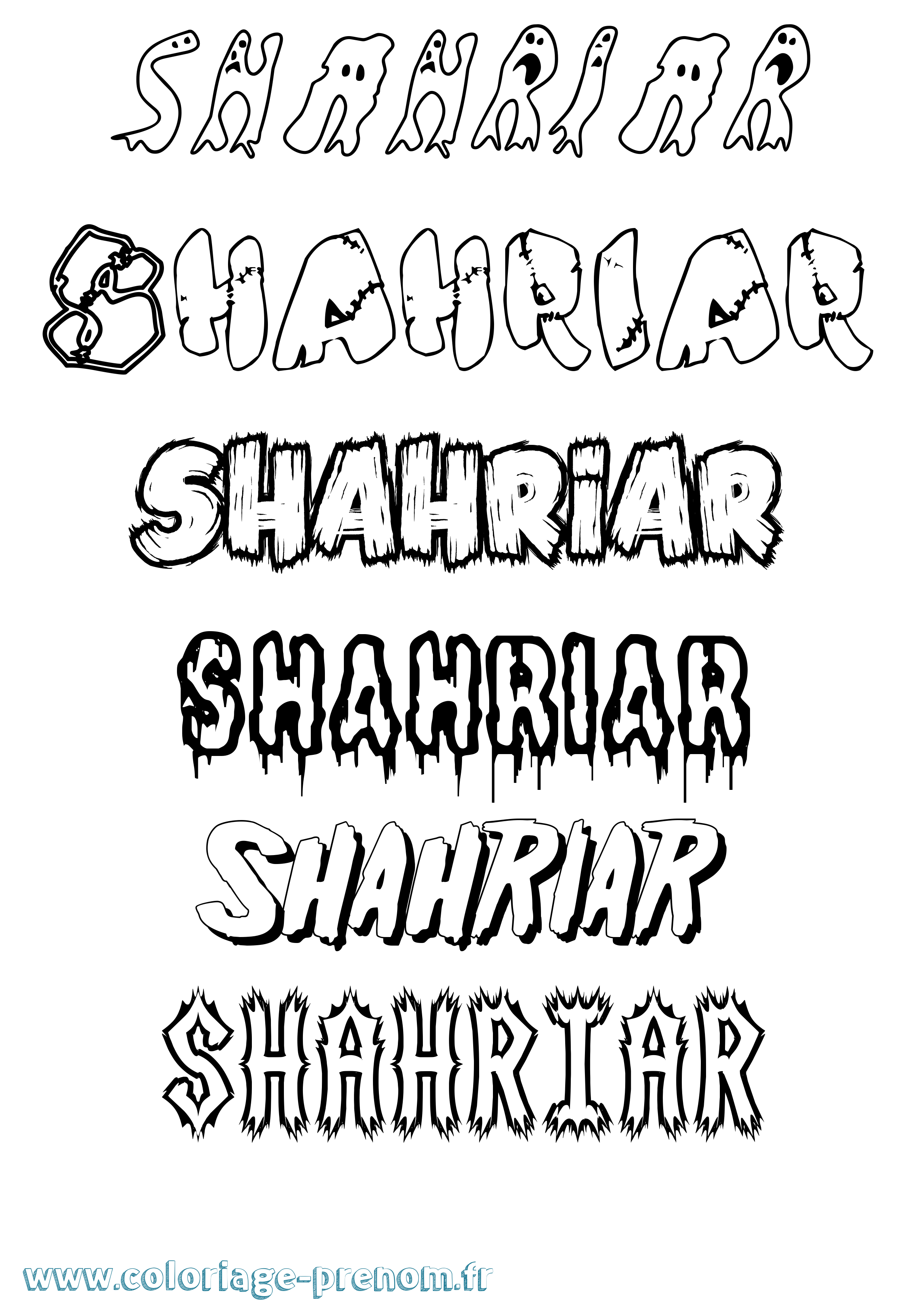 Coloriage Shahriar Frisson Coloriage prénom Shahriar Frisson