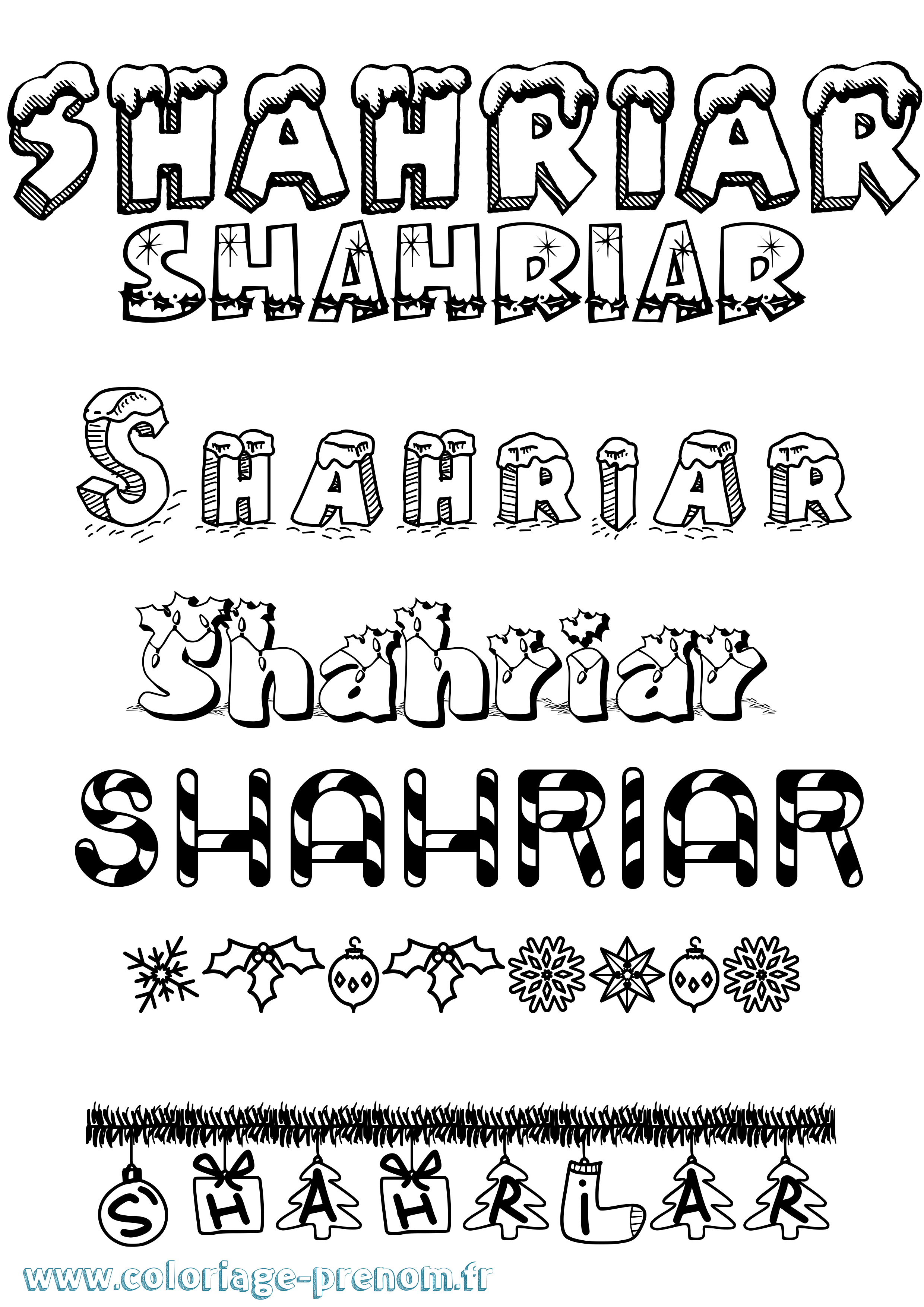 Coloriage Shahriar Noël Coloriage prénom Shahriar Noël