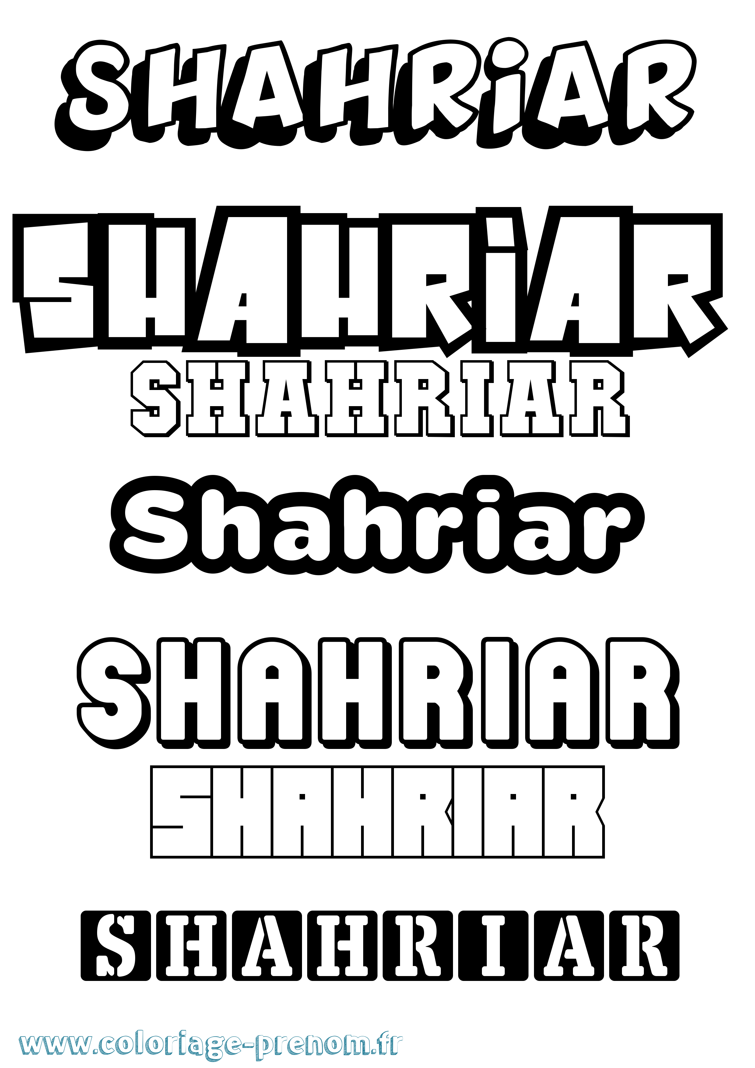Coloriage Shahriar Simple Coloriage prénom Shahriar Simple