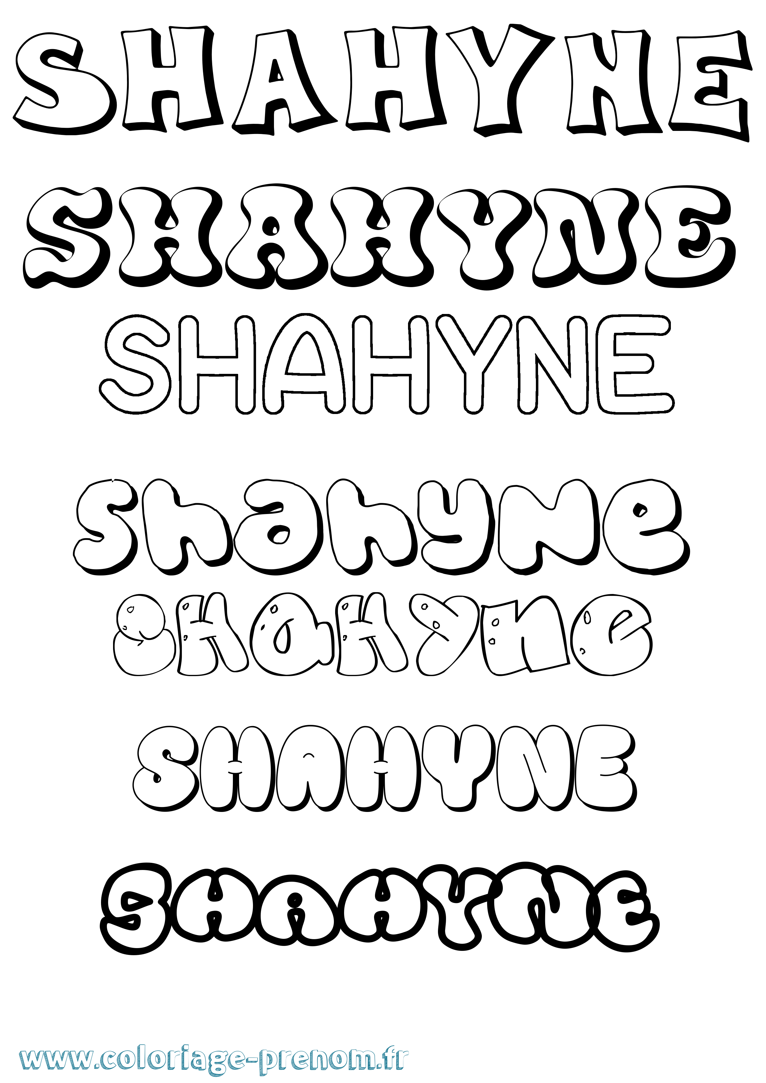 Coloriage Shahyne Bubble Coloriage prénom Shahyne Bubble