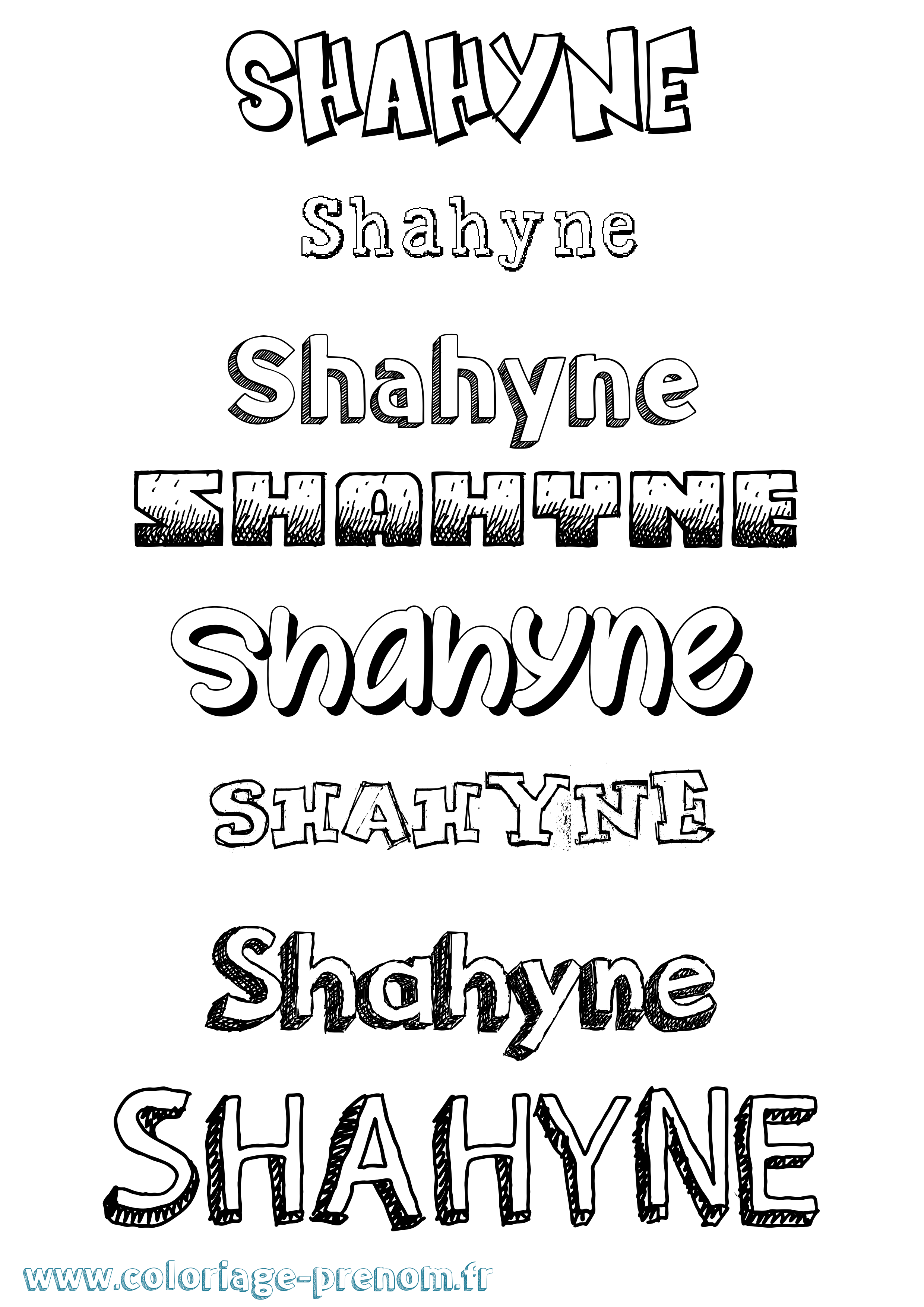 Coloriage Shahyne Dessiné Coloriage prénom Shahyne Dessiné