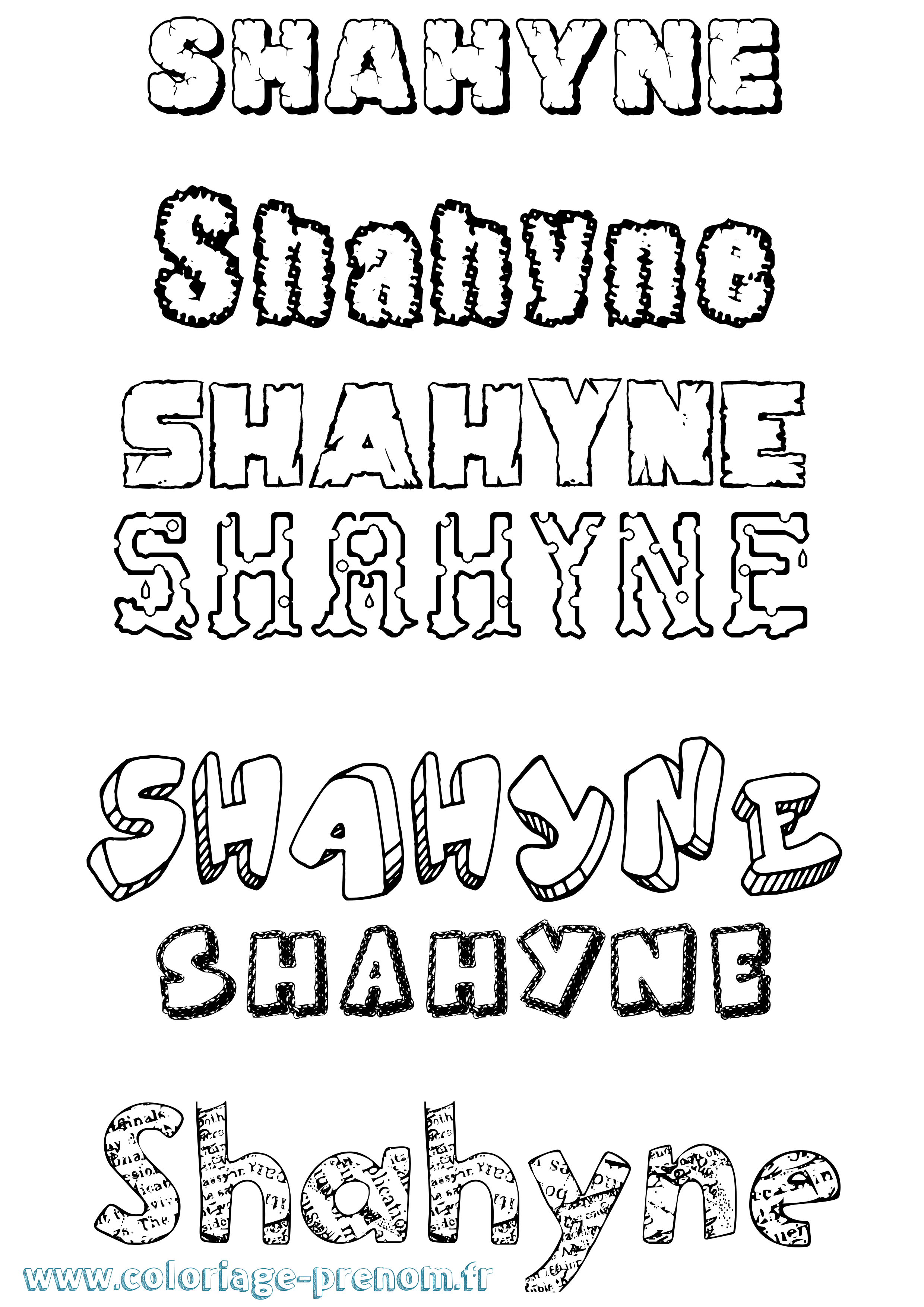 Coloriage Shahyne Destructuré Coloriage prénom Shahyne Destructuré