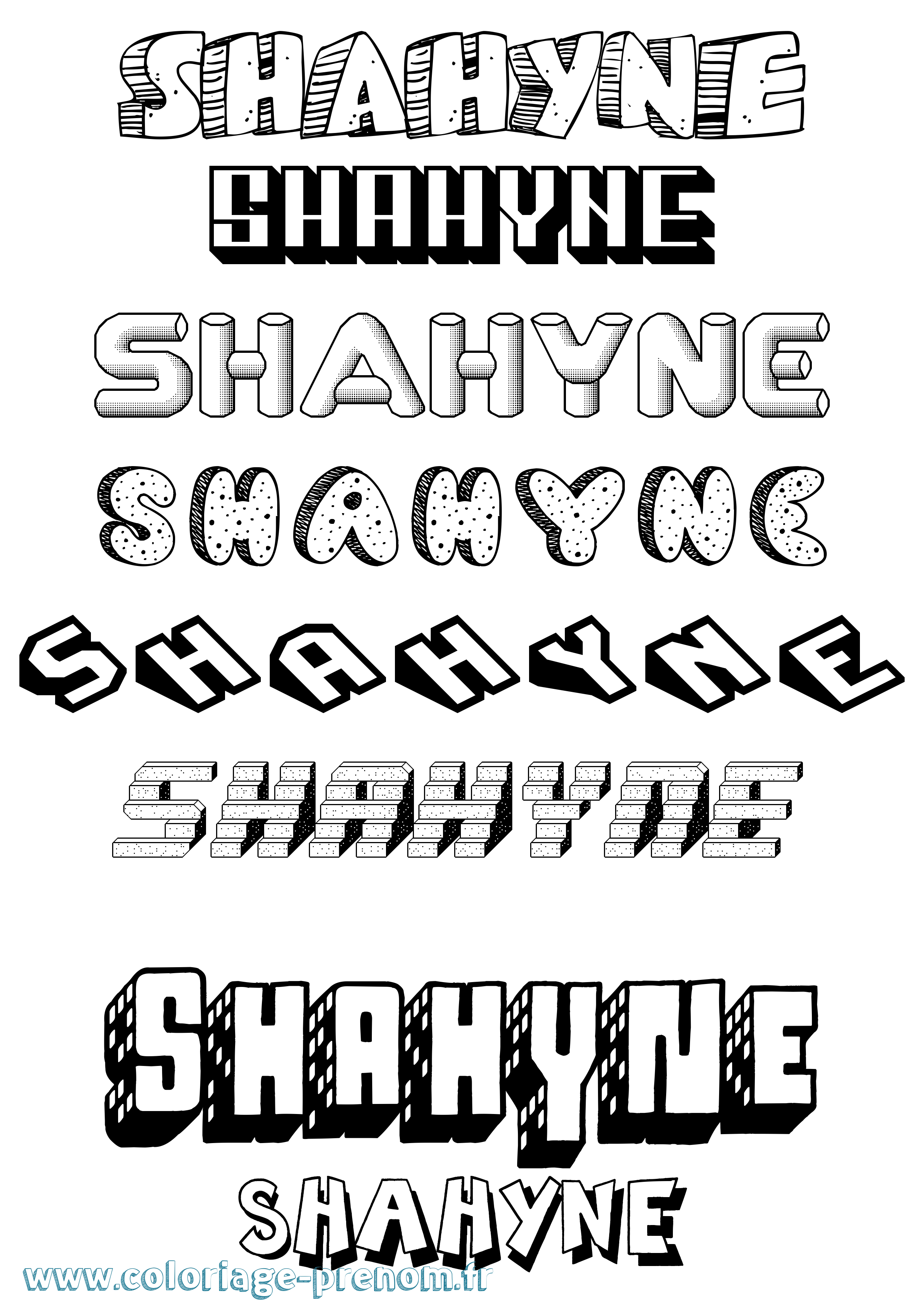 Coloriage Shahyne Effet 3D Coloriage prénom Shahyne Effet 3D