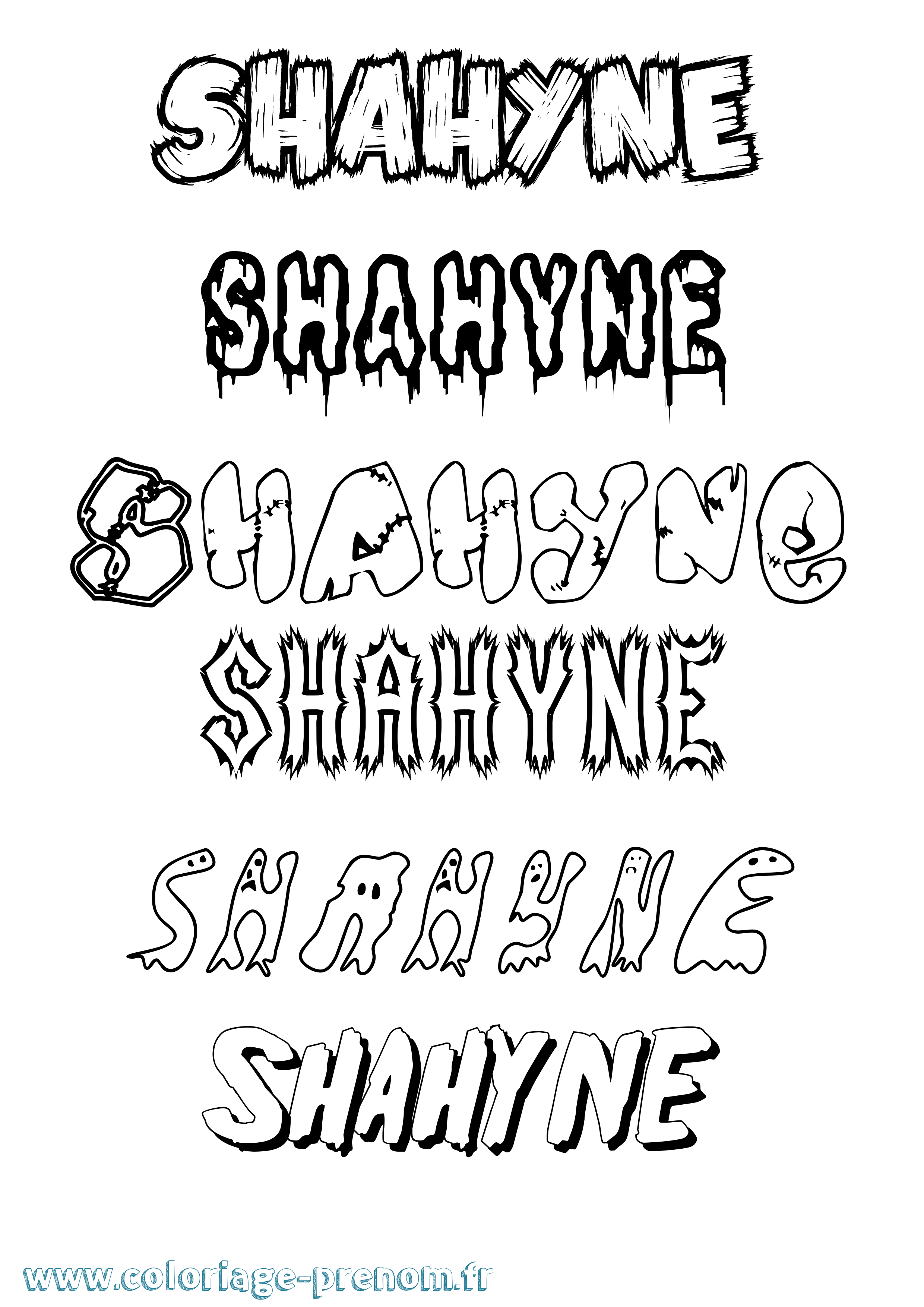 Coloriage Shahyne Frisson Coloriage prénom Shahyne Frisson