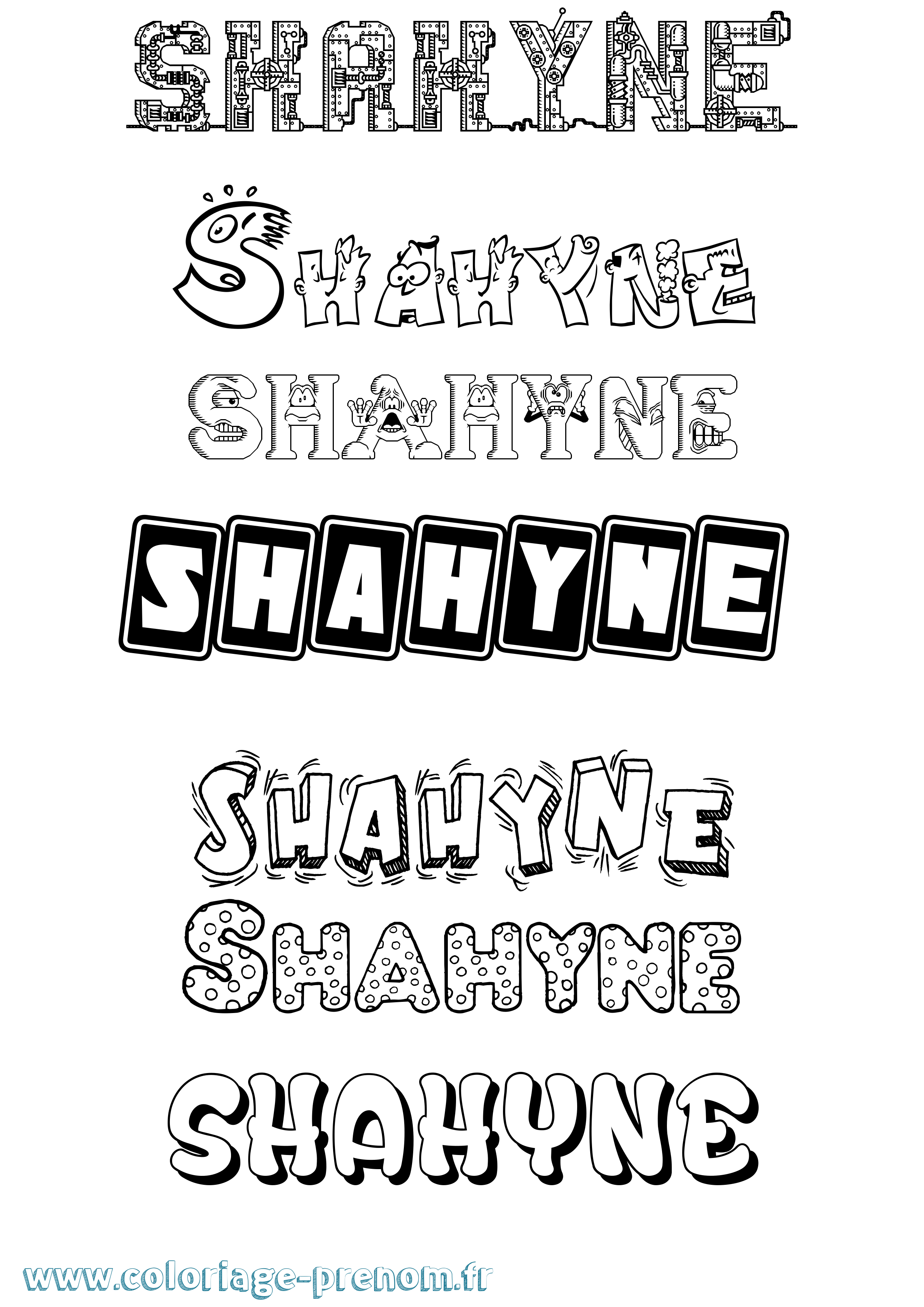 Coloriage Shahyne Fun Coloriage prénom Shahyne Fun