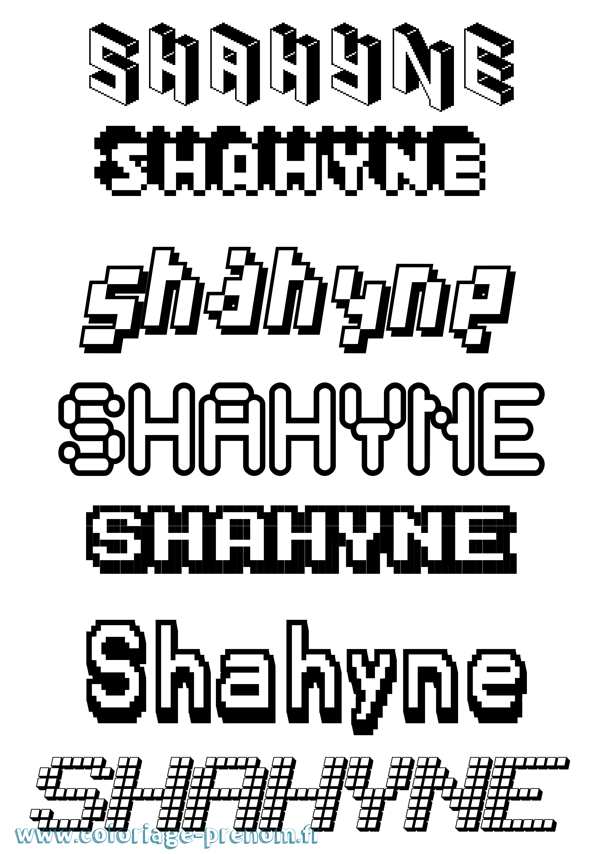 Coloriage Shahyne Pixel Coloriage prénom Shahyne Pixel