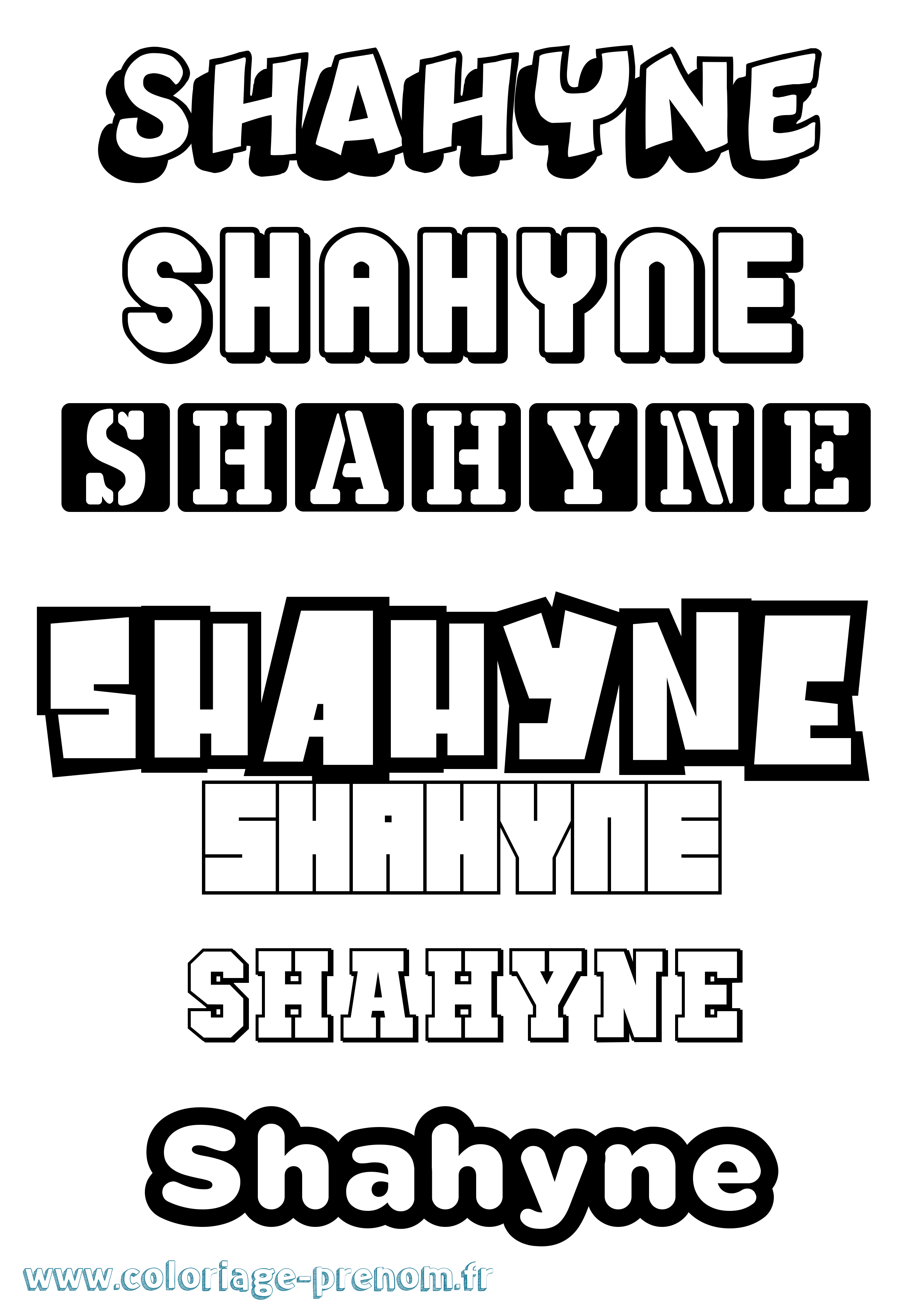 Coloriage Shahyne Simple Coloriage prénom Shahyne Simple