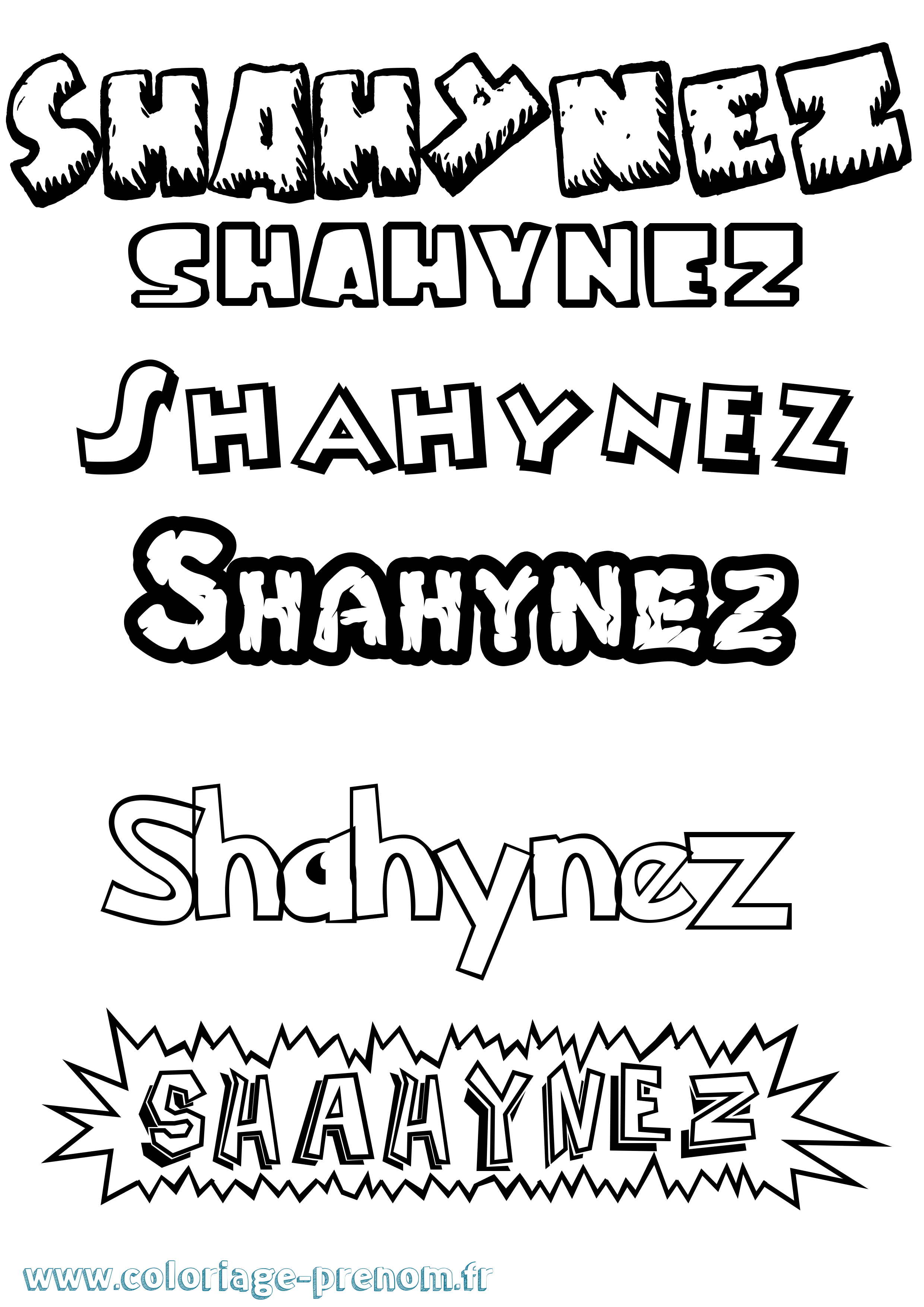Coloriage Shahynez Dessin Animé Coloriage prénom Shahynez Dessin Animé