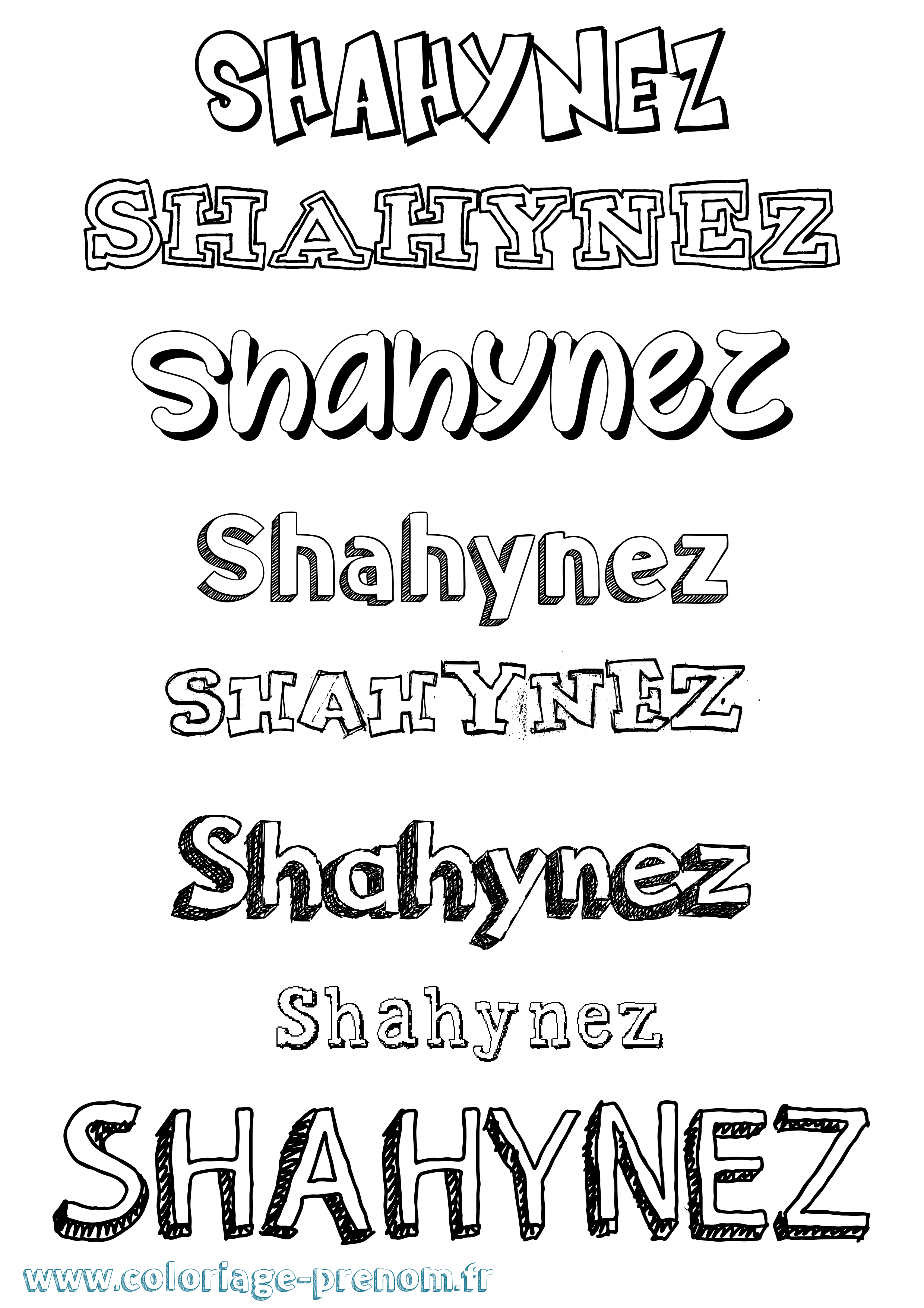 Coloriage Shahynez Dessiné Coloriage prénom Shahynez Dessiné