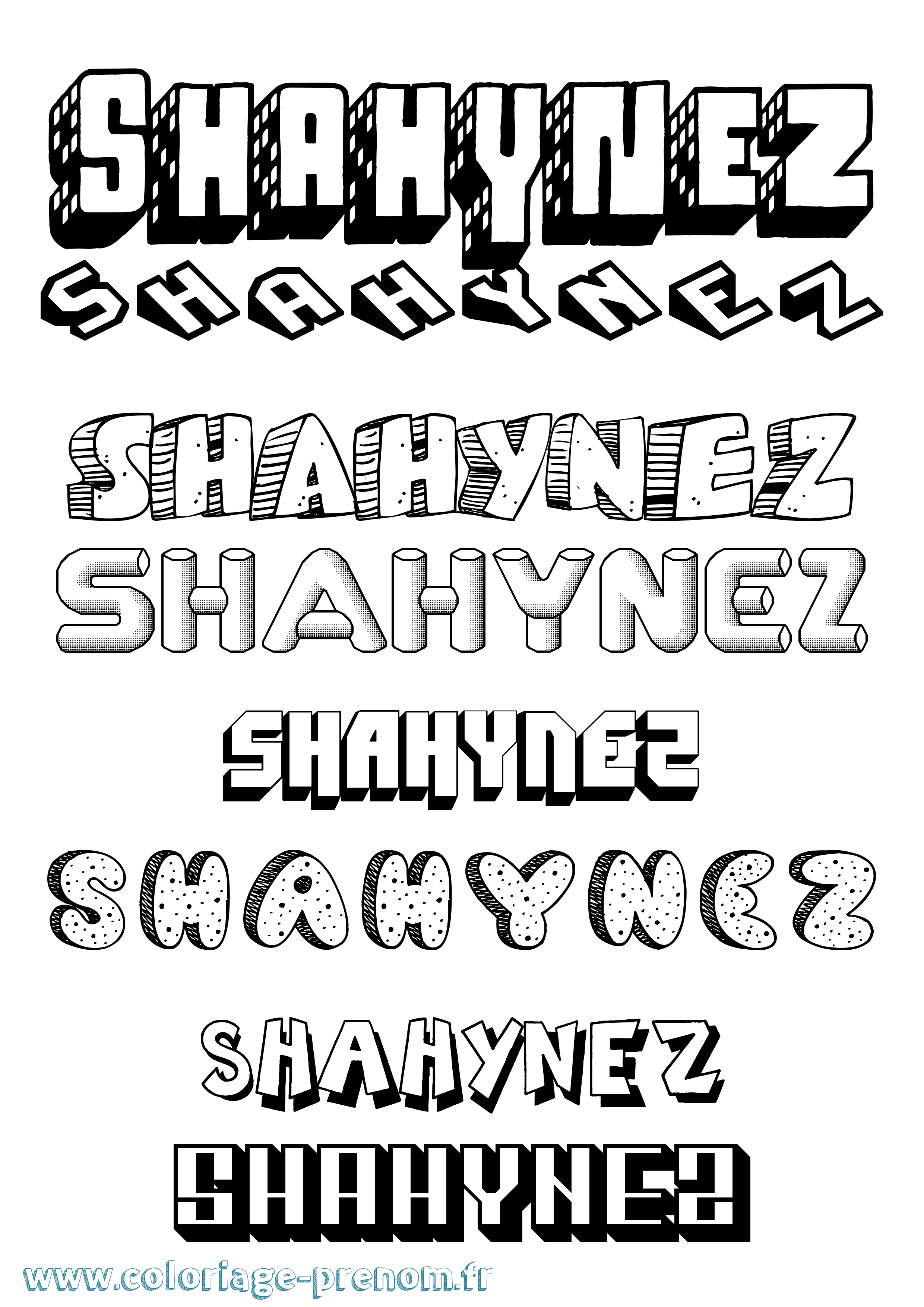 Coloriage Shahynez Effet 3D Coloriage prénom Shahynez Effet 3D