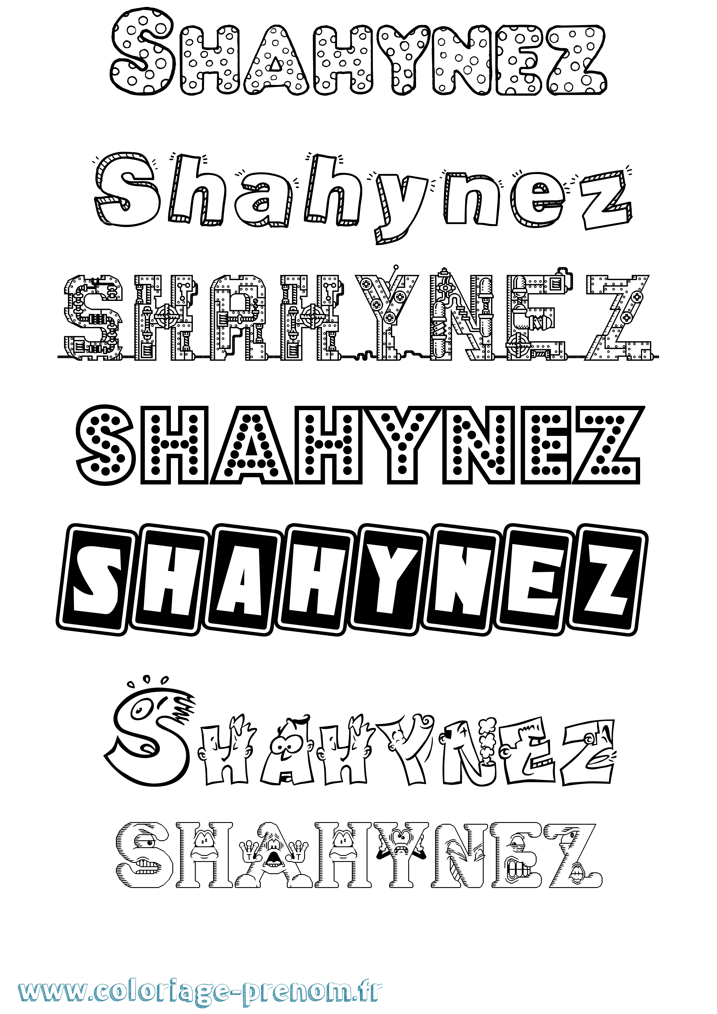 Coloriage Shahynez Fun Coloriage prénom Shahynez Fun