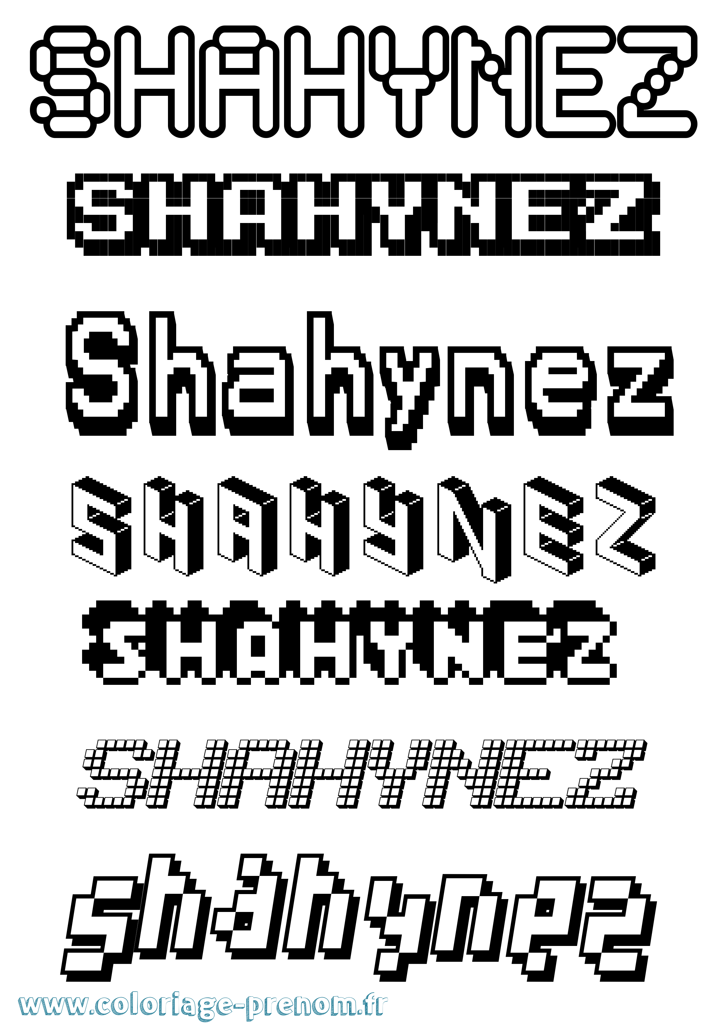Coloriage Shahynez Pixel Coloriage prénom Shahynez Pixel