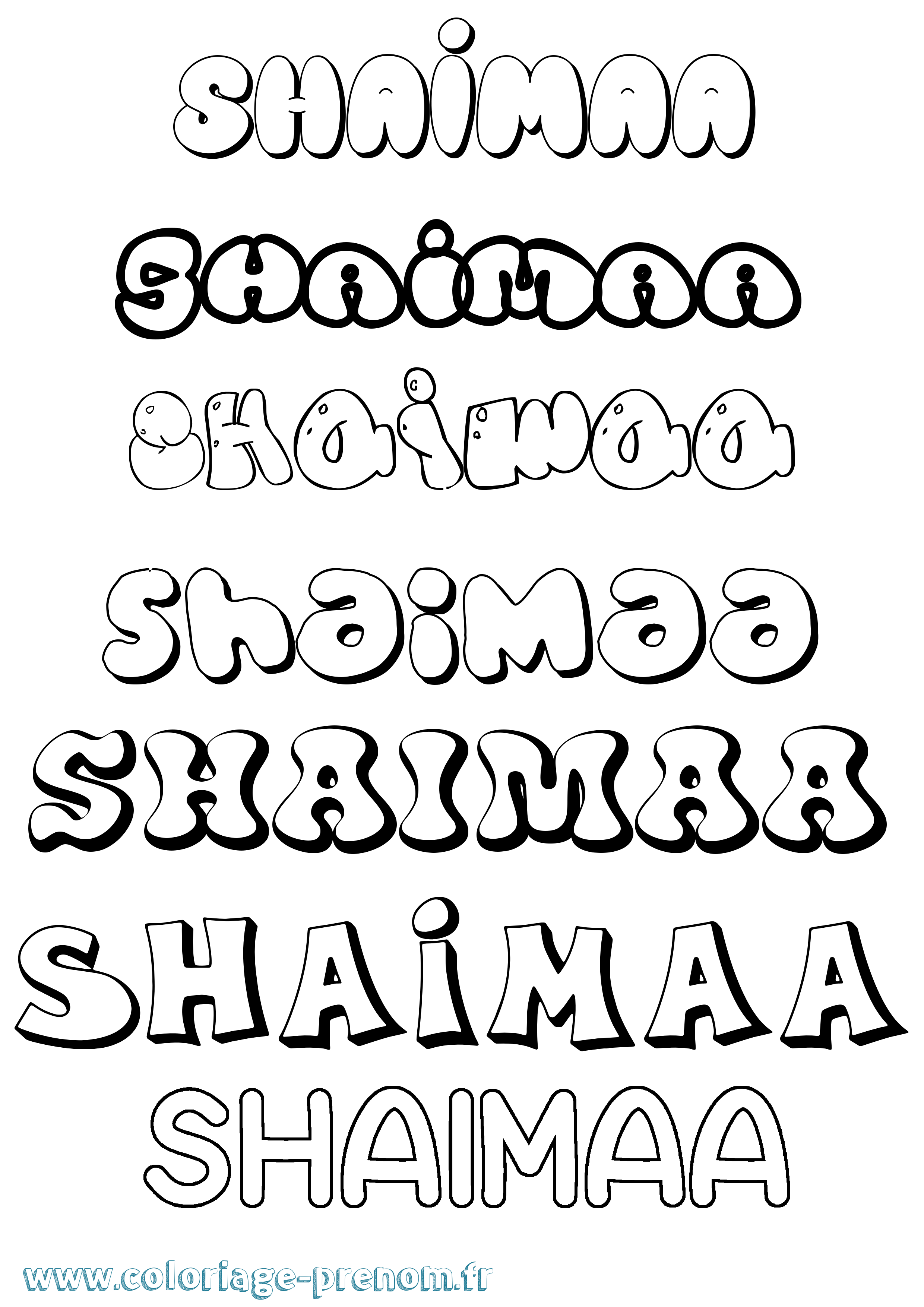 Coloriage Shaimaa Bubble Coloriage prénom Shaimaa Bubble