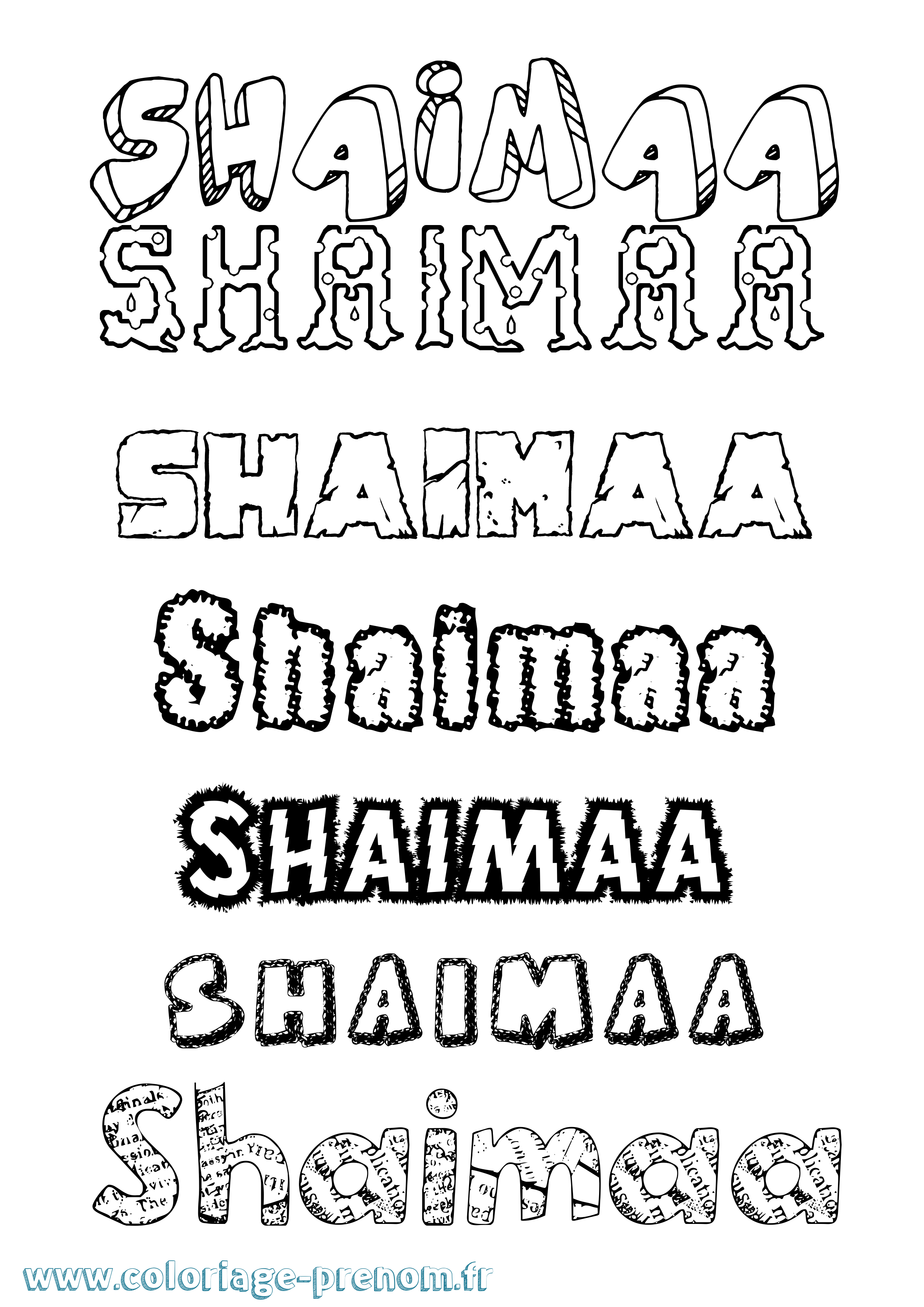 Coloriage Shaimaa Destructuré Coloriage prénom Shaimaa Destructuré