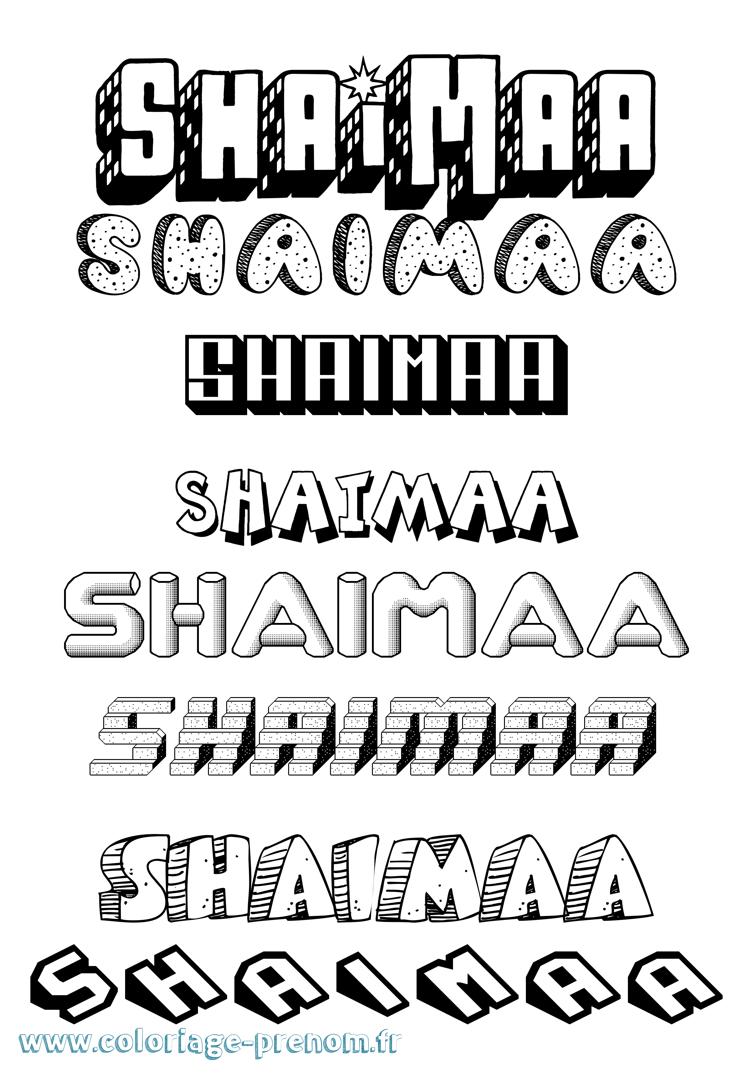 Coloriage Shaimaa Effet 3D Coloriage prénom Shaimaa Effet 3D