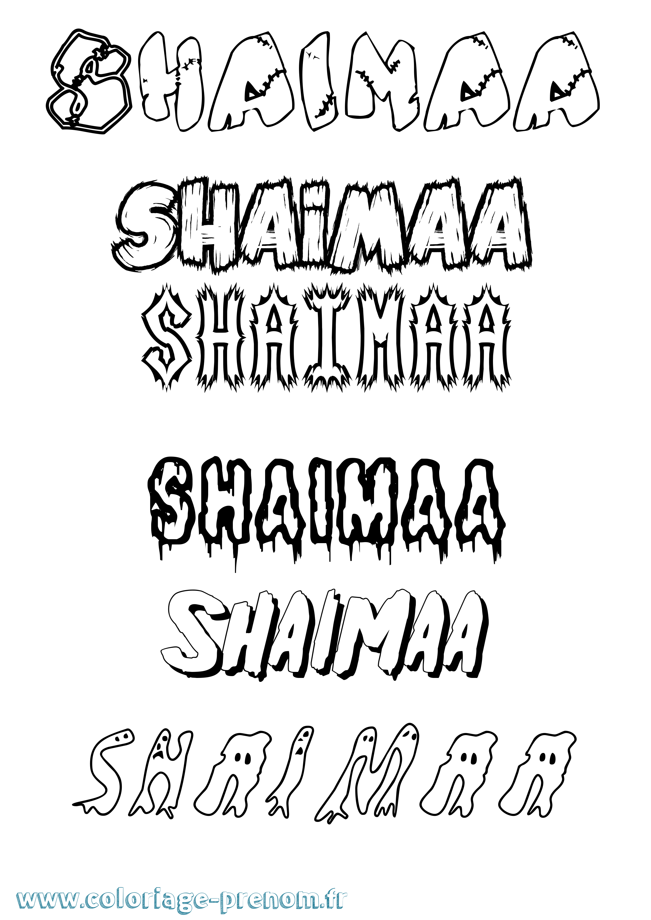 Coloriage Shaimaa Frisson Coloriage prénom Shaimaa Frisson