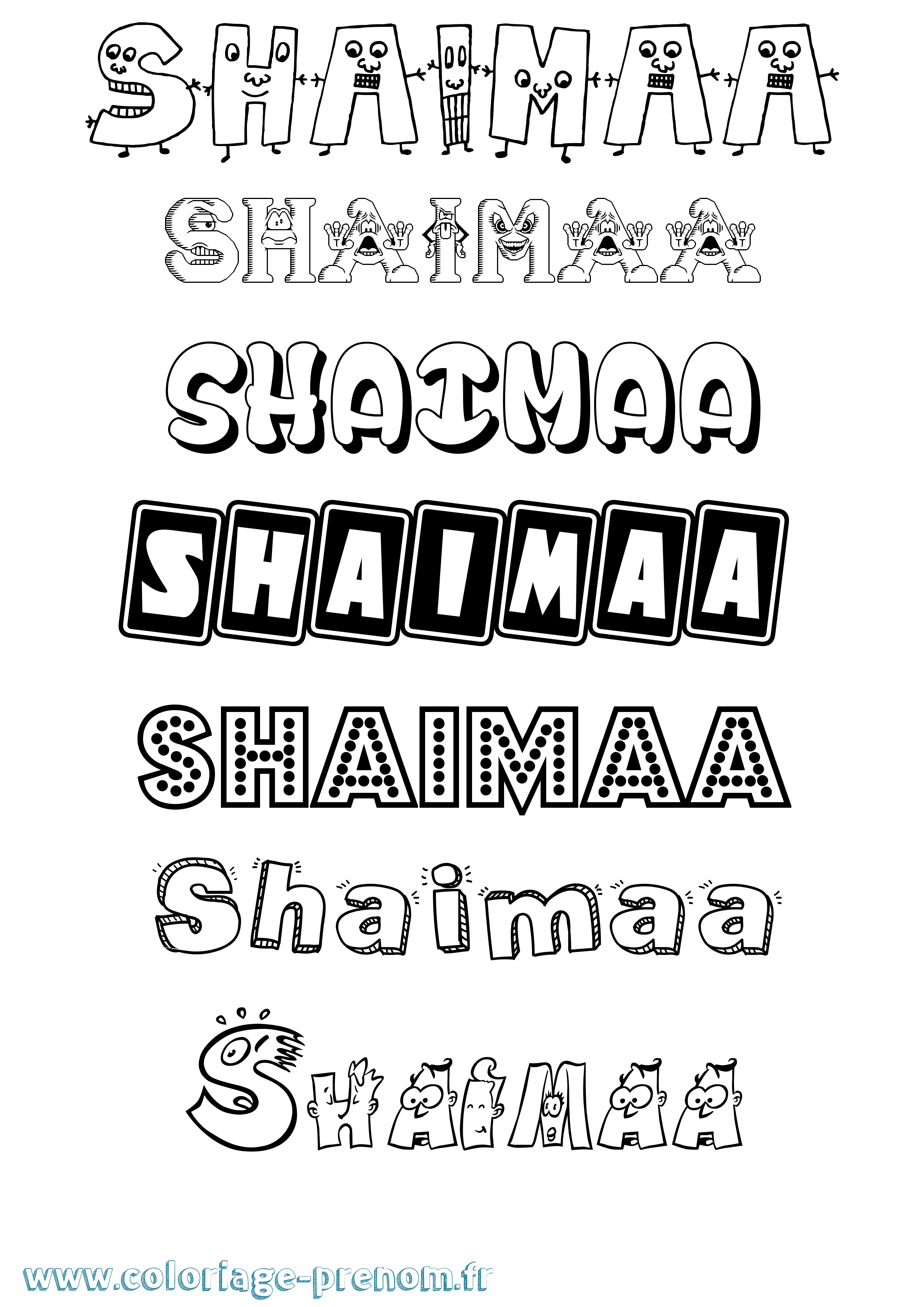 Coloriage Shaimaa Fun Coloriage prénom Shaimaa Fun