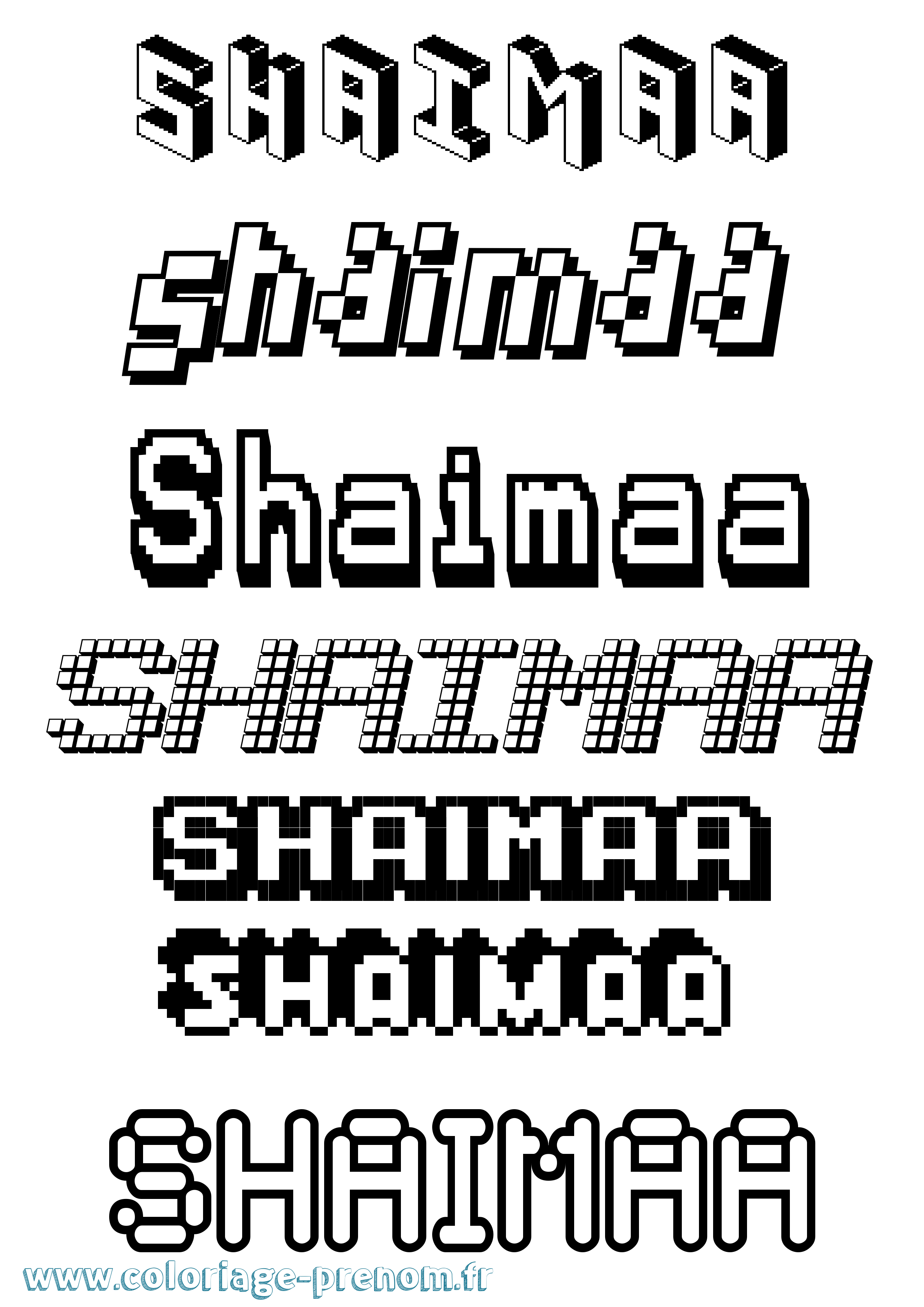 Coloriage Shaimaa Pixel Coloriage prénom Shaimaa Pixel
