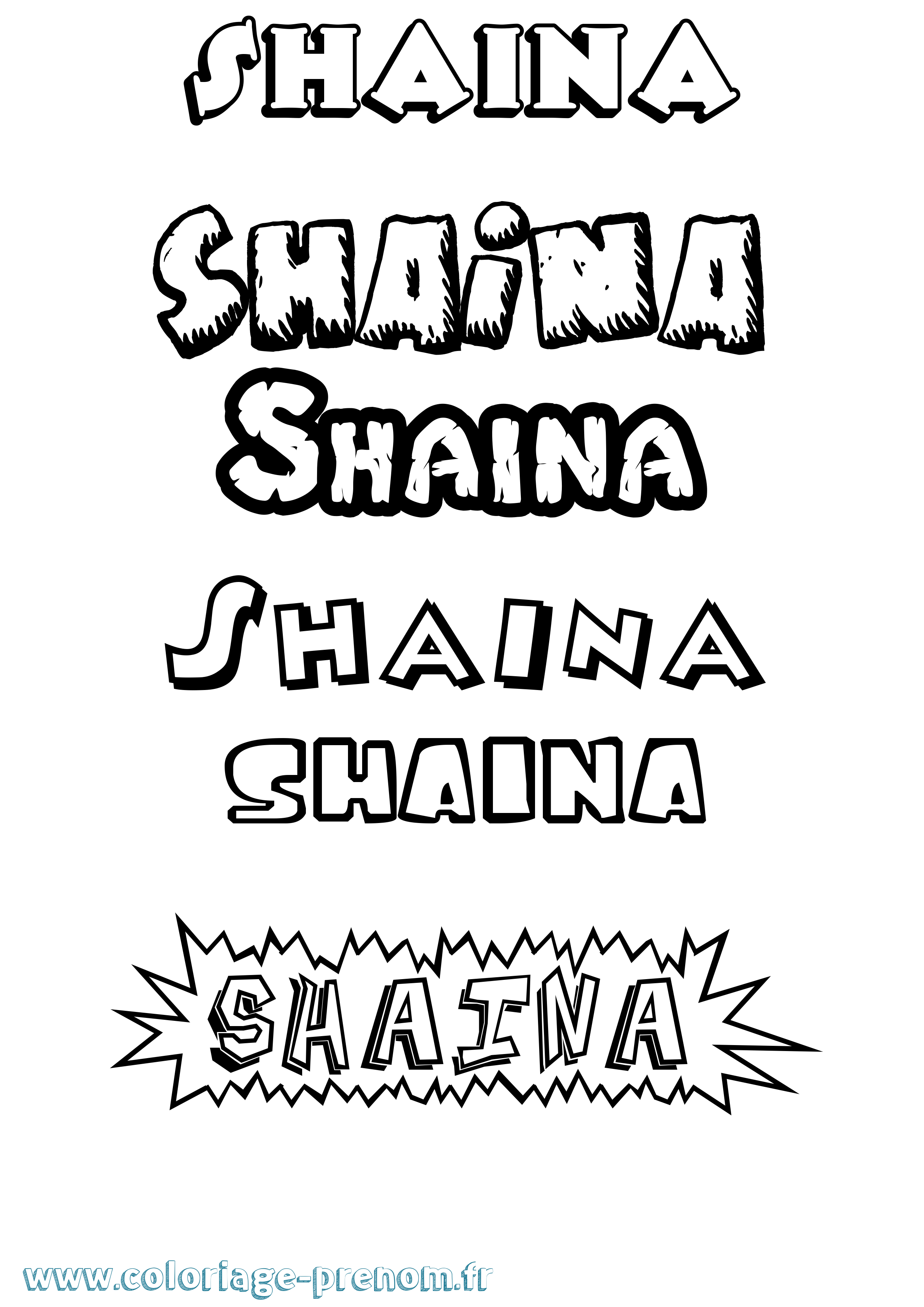 Coloriage Shaina Dessin Animé Coloriage prénom Shaina Dessin Animé