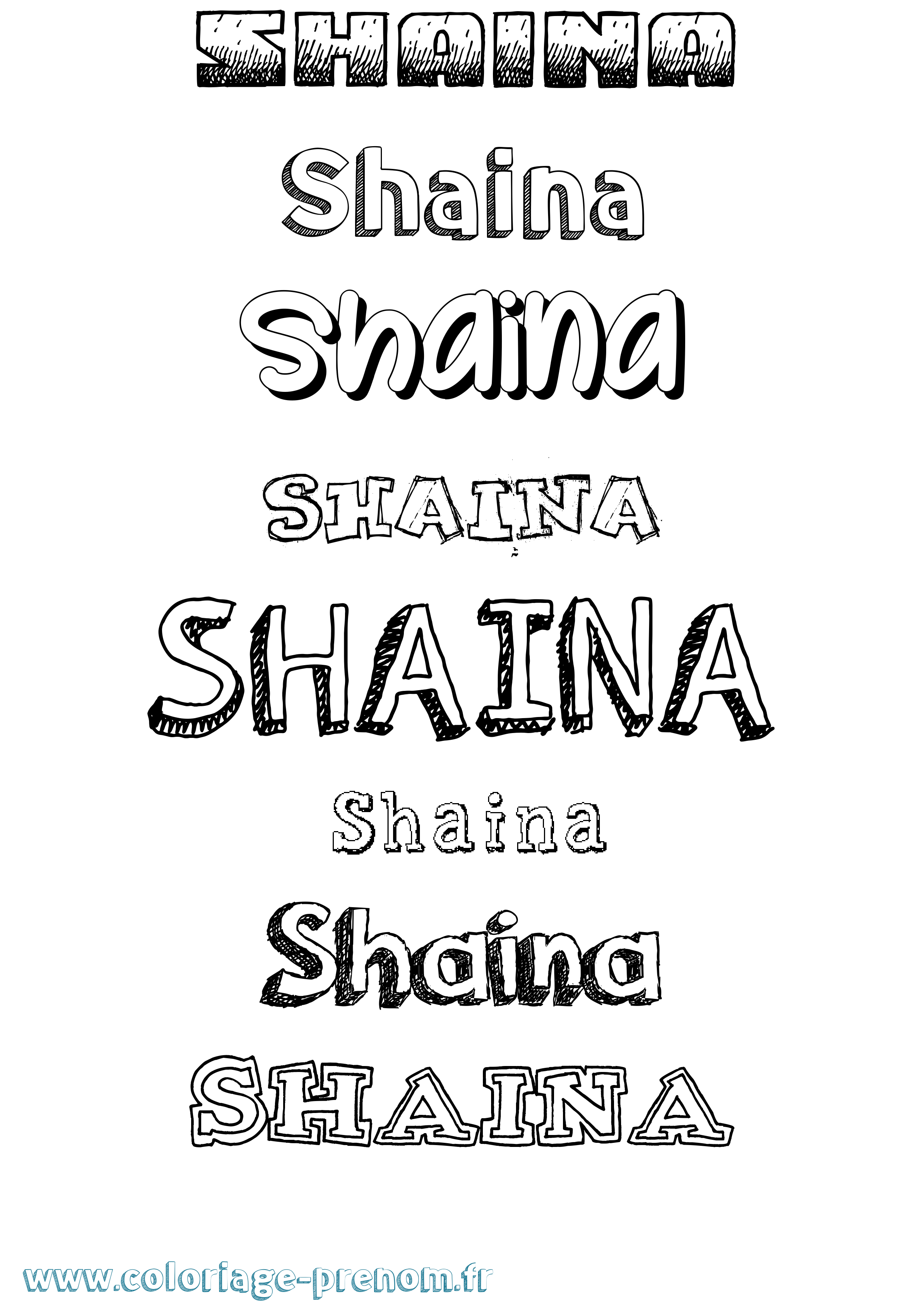 Coloriage Shaina Dessiné Coloriage prénom Shaina Dessiné