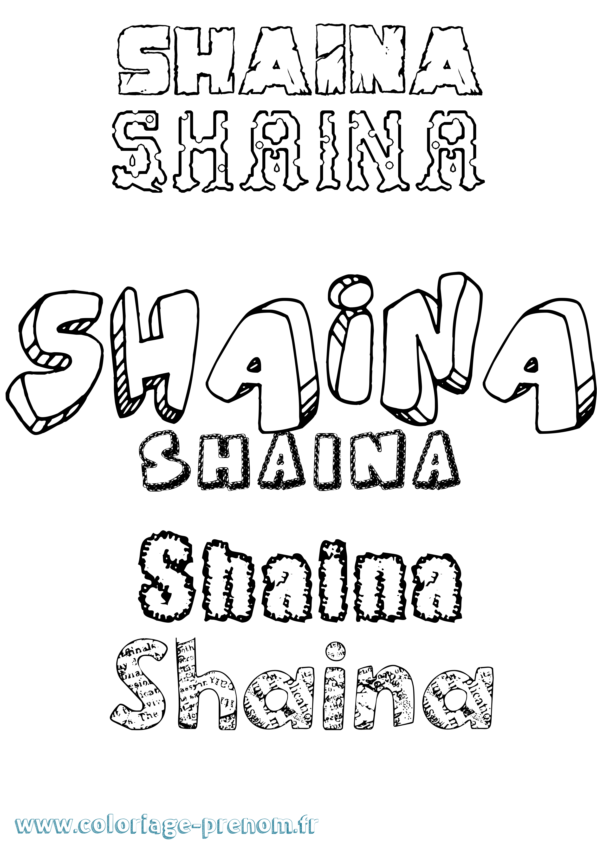 Coloriage Shaina Destructuré Coloriage prénom Shaina Destructuré