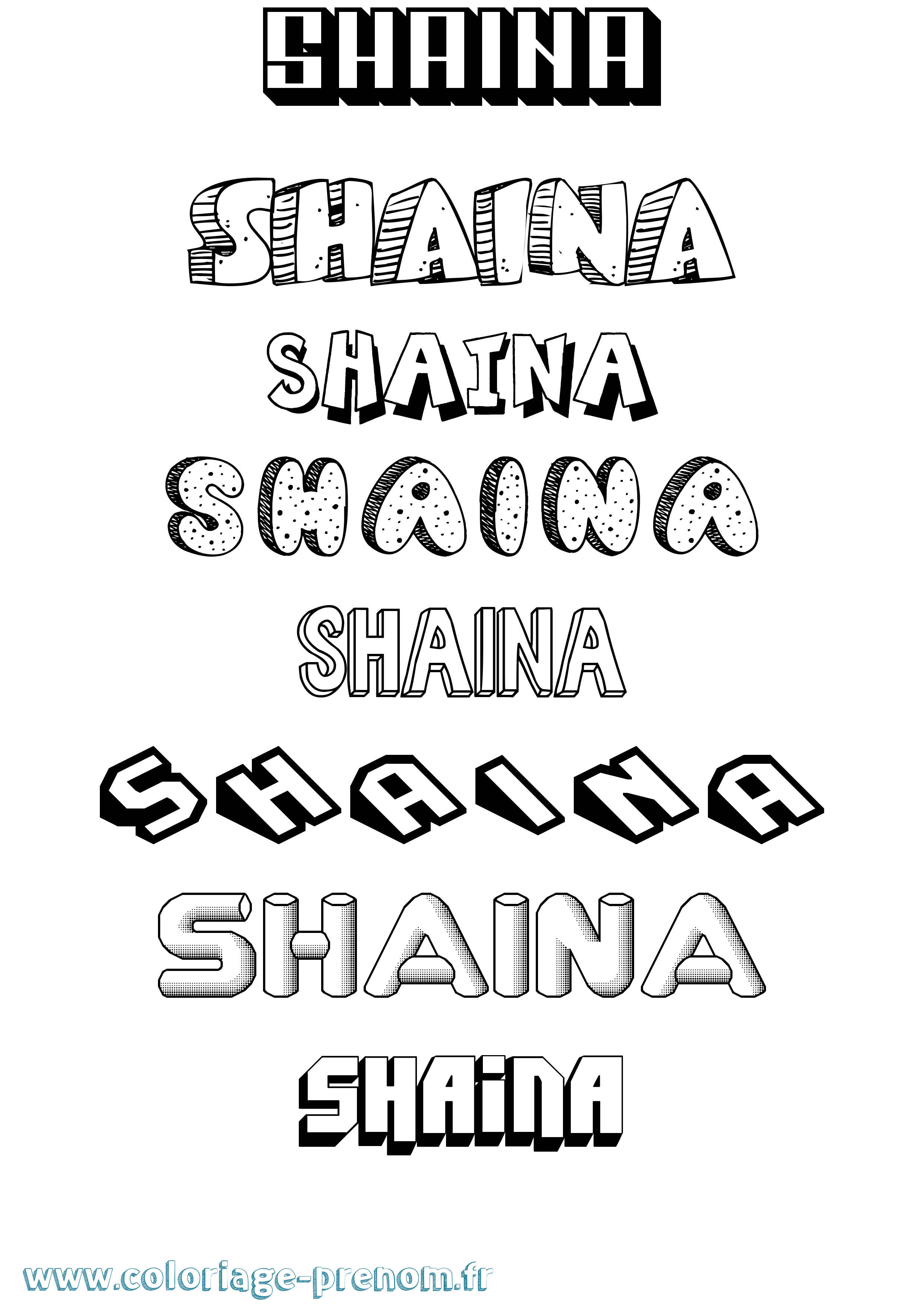 Coloriage Shaina Effet 3D Coloriage prénom Shaina Effet 3D