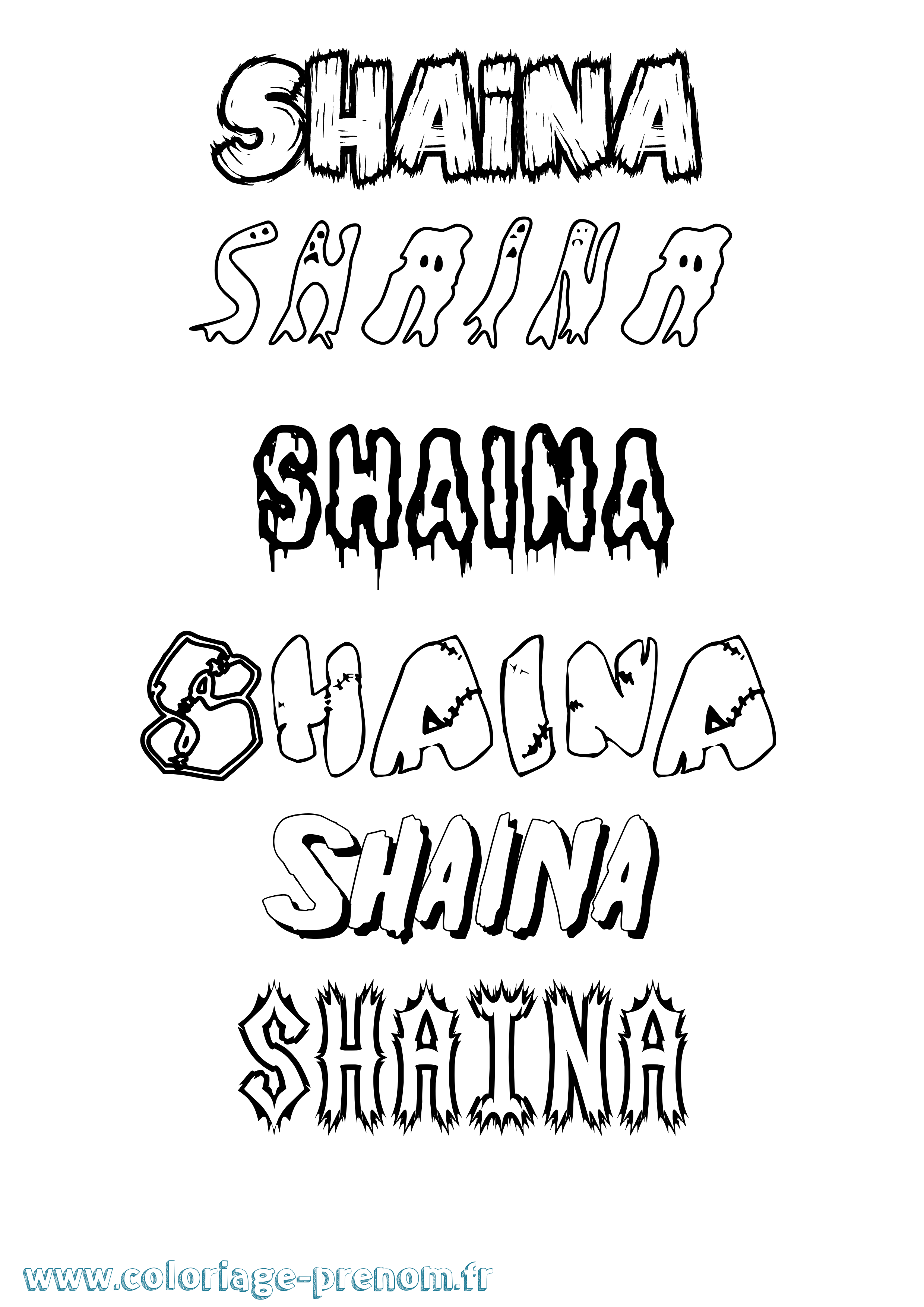 Coloriage Shaina Frisson Coloriage prénom Shaina Frisson