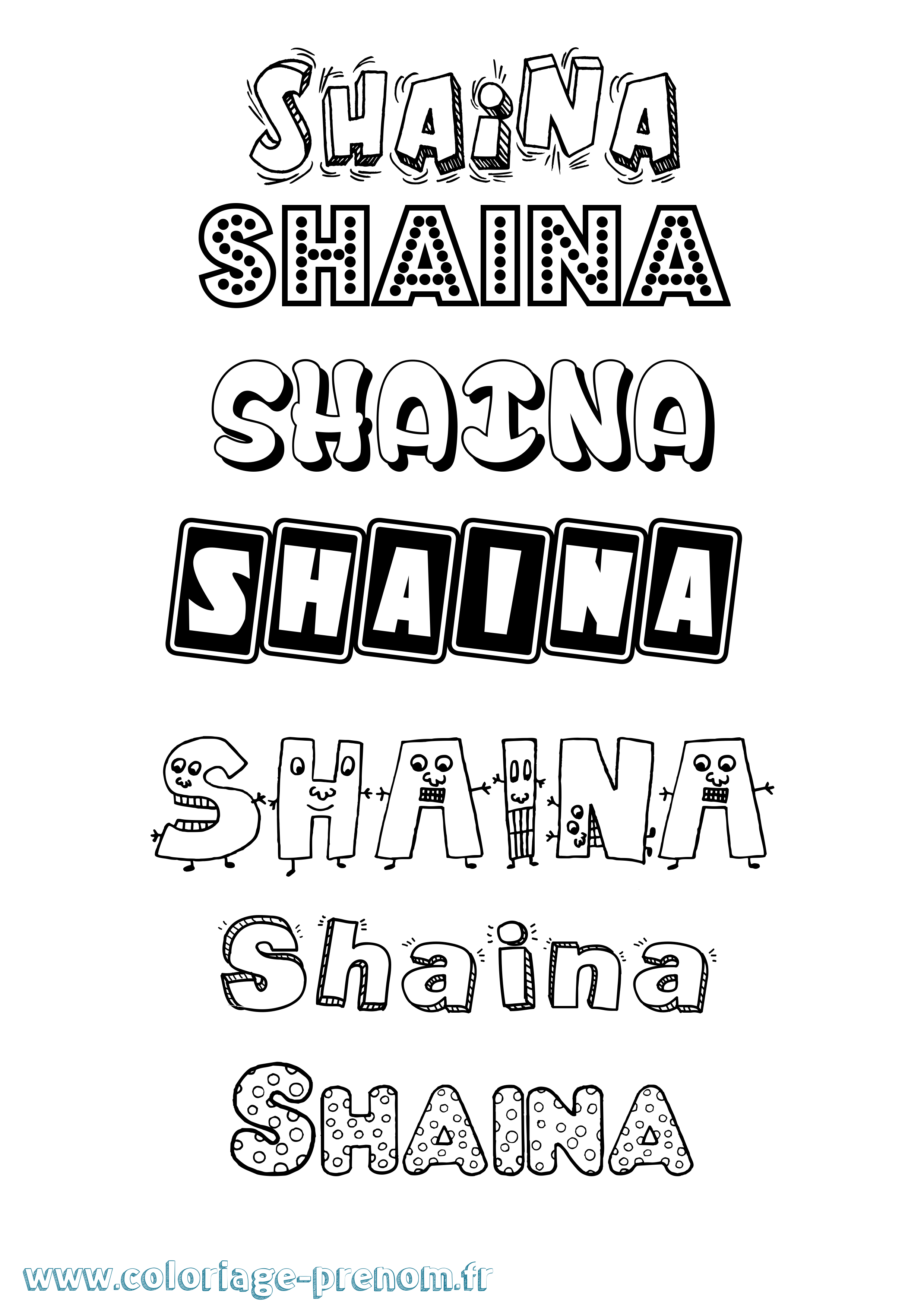Coloriage Shaina Fun Coloriage prénom Shaina Fun