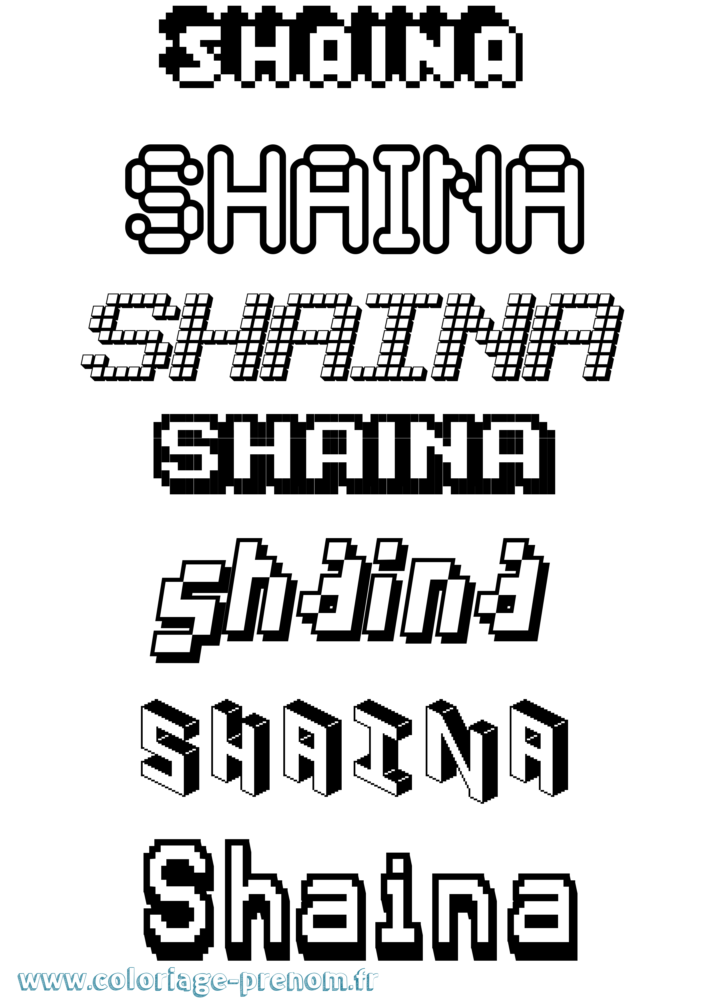 Coloriage Shaina Pixel Coloriage prénom Shaina Pixel