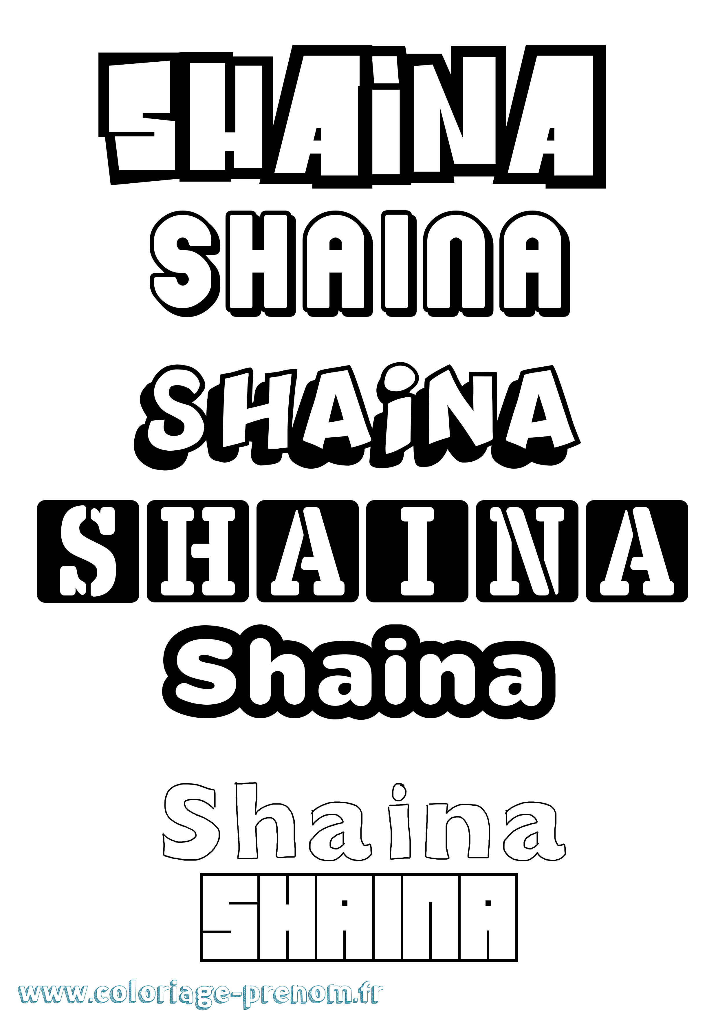 Coloriage Shaina Simple Coloriage prénom Shaina Simple