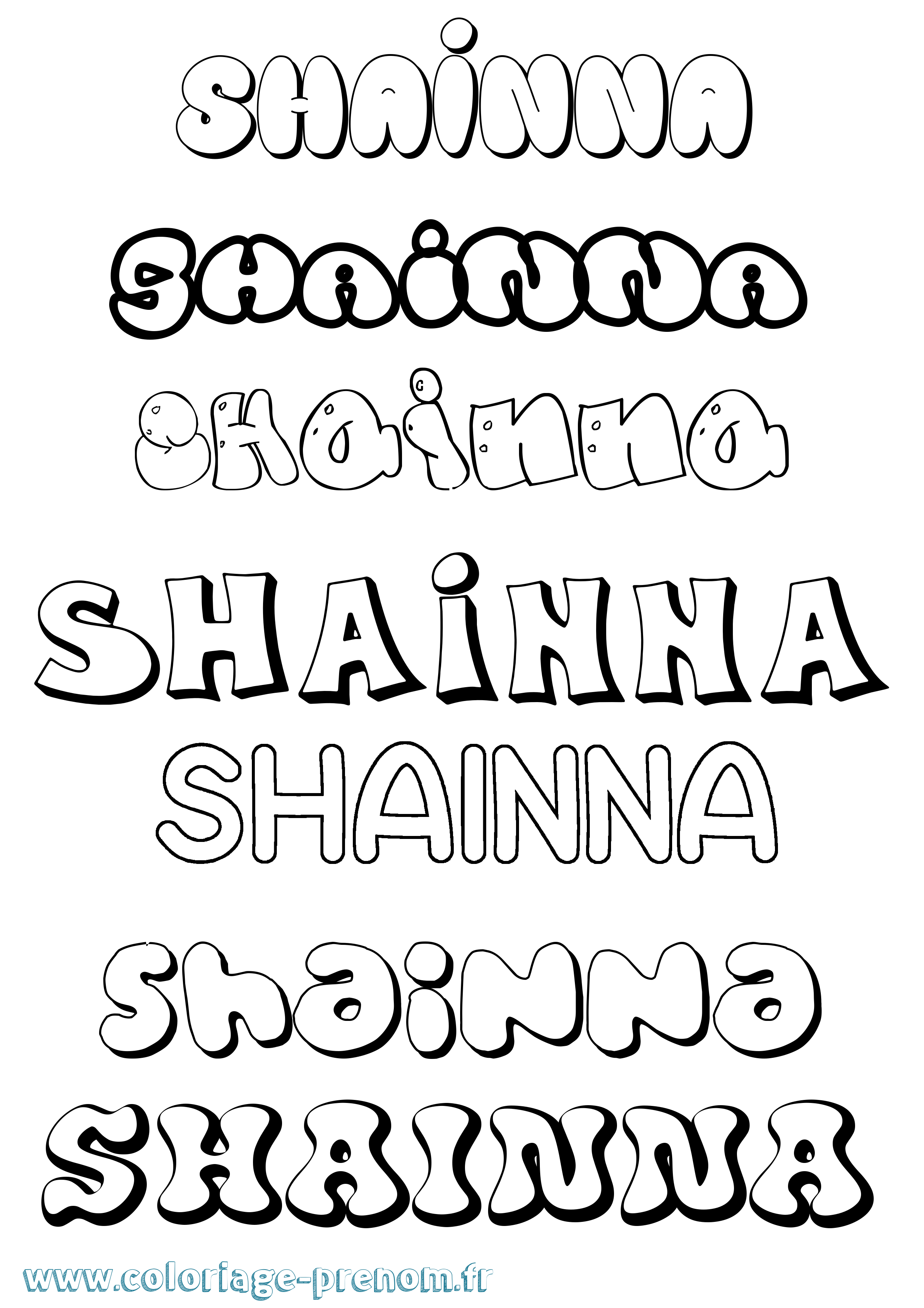 Coloriage Shainna Bubble Coloriage prénom Shainna Bubble