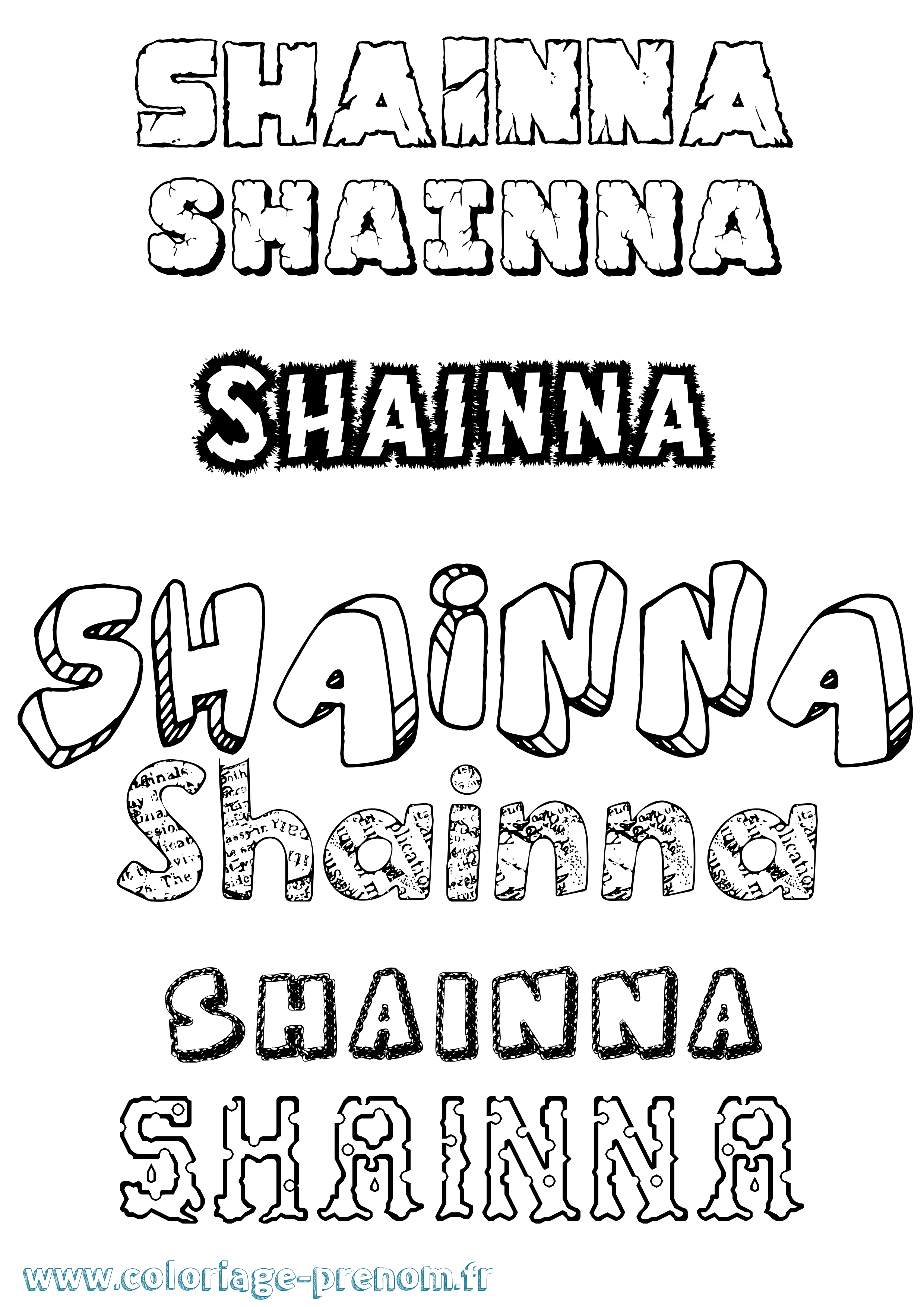 Coloriage Shainna Destructuré Coloriage prénom Shainna Destructuré