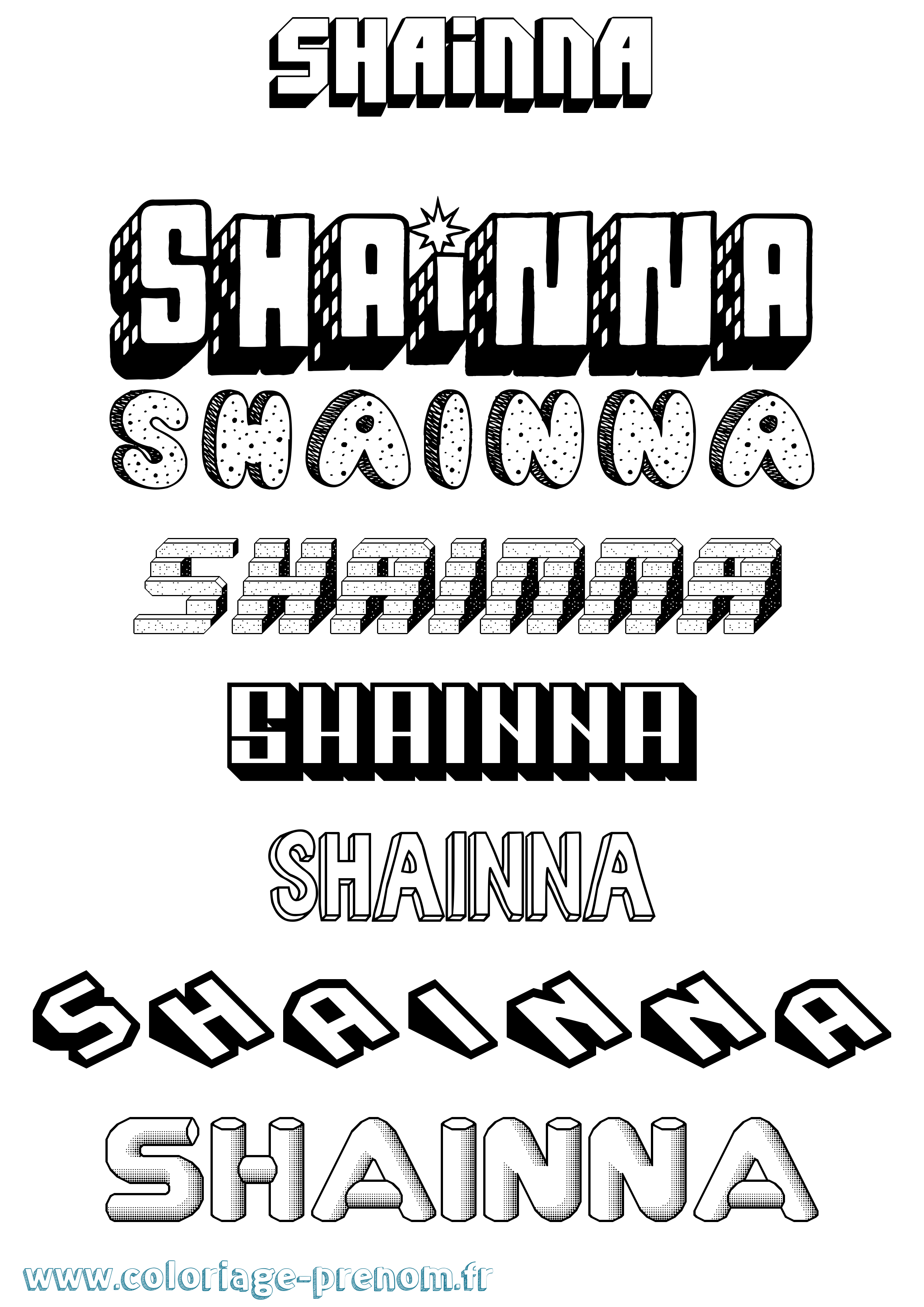 Coloriage Shainna Effet 3D Coloriage prénom Shainna Effet 3D