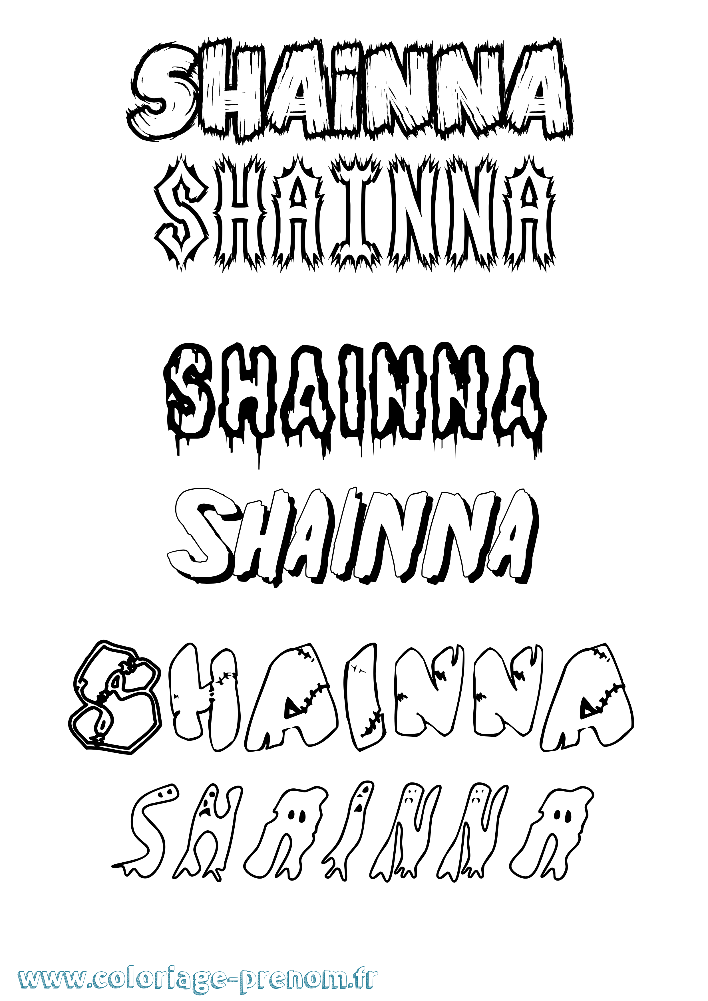 Coloriage Shainna Frisson Coloriage prénom Shainna Frisson