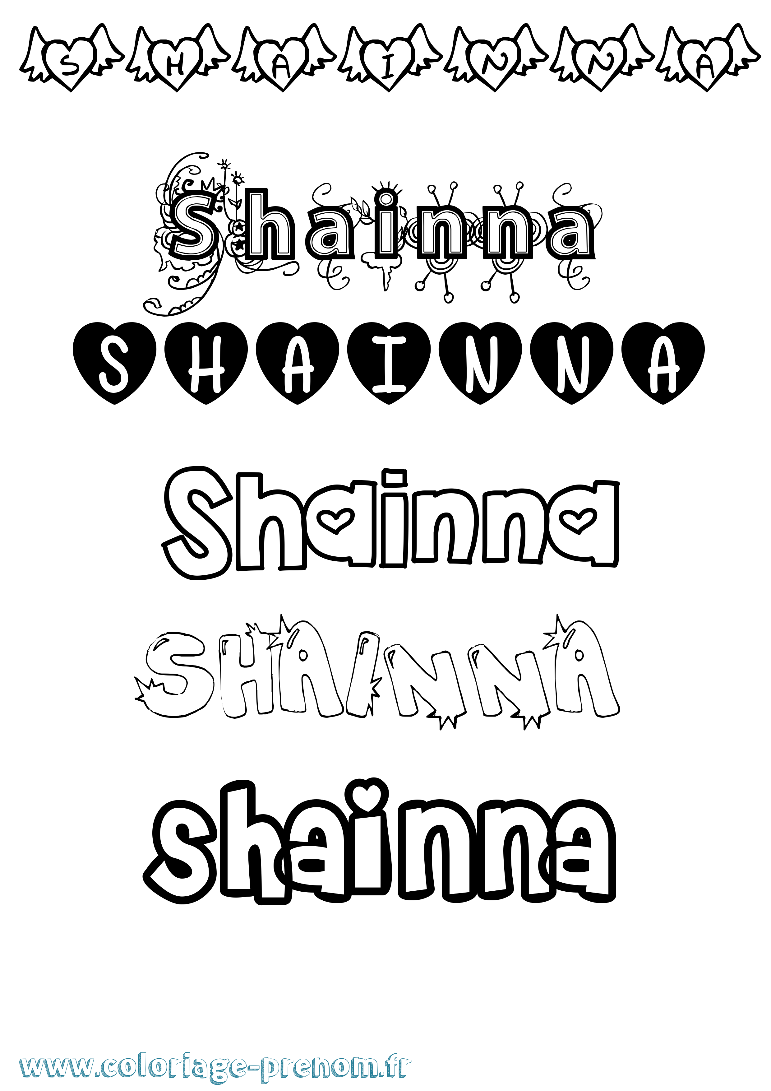 Coloriage Shainna Girly Coloriage prénom Shainna Girly