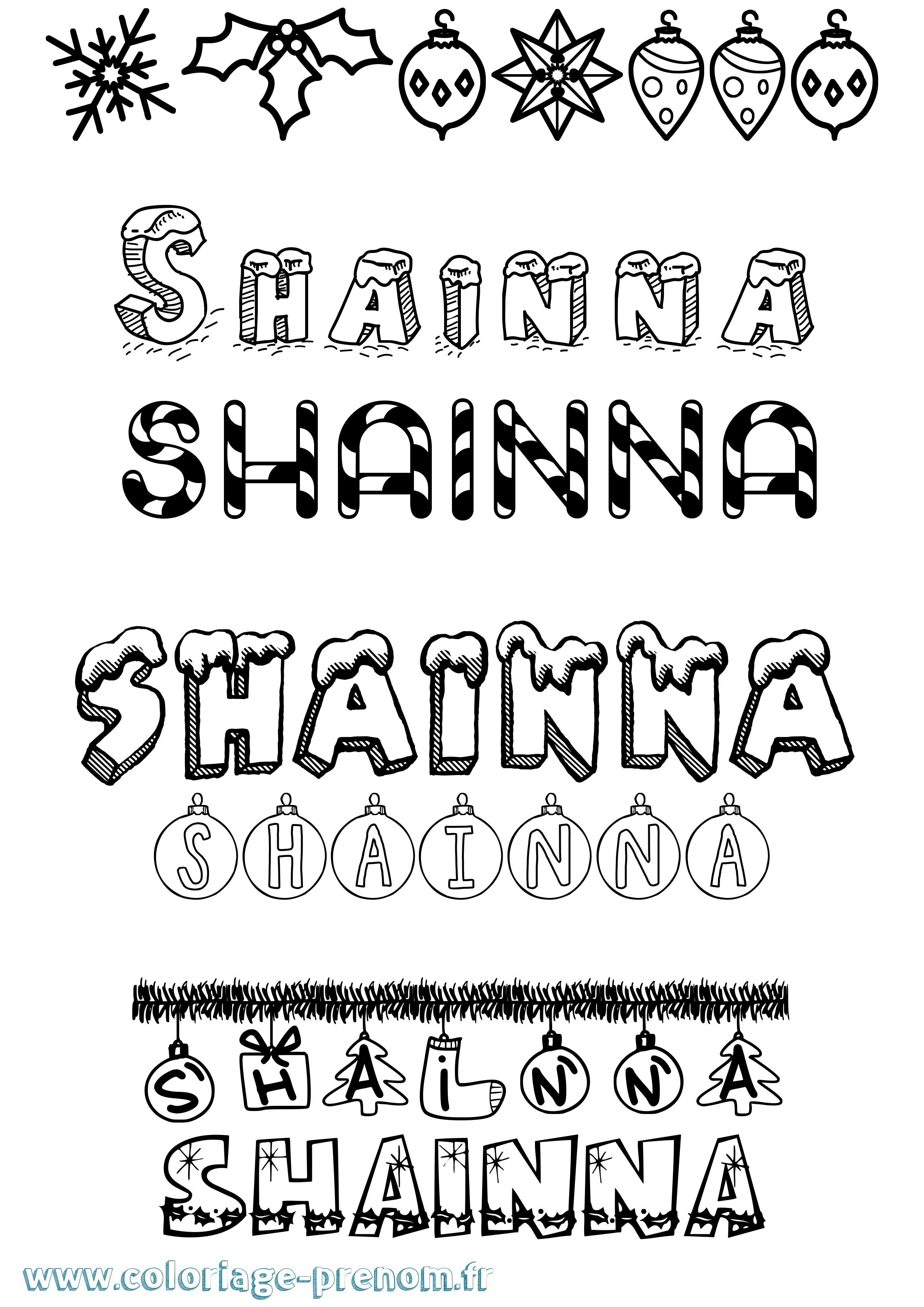 Coloriage Shainna Noël Coloriage prénom Shainna Noël