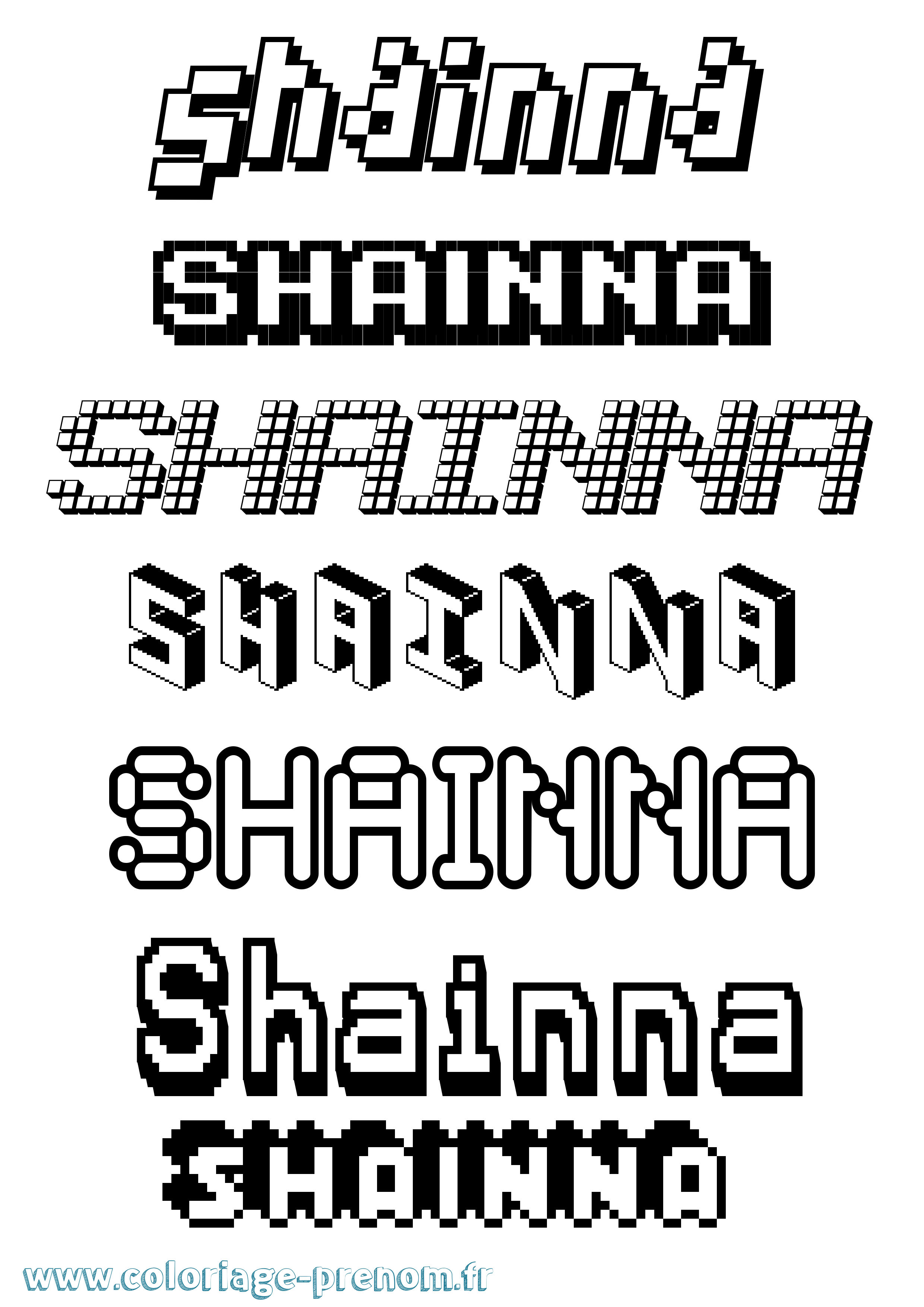 Coloriage Shainna Pixel Coloriage prénom Shainna Pixel