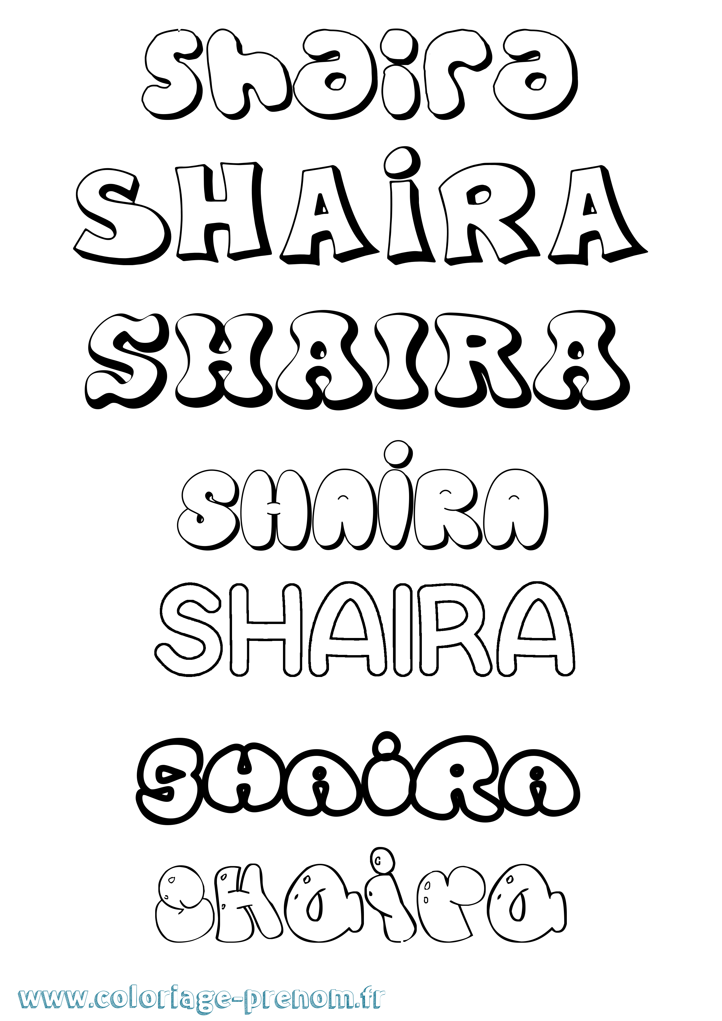 Coloriage Shaira Bubble Coloriage prénom Shaira Bubble