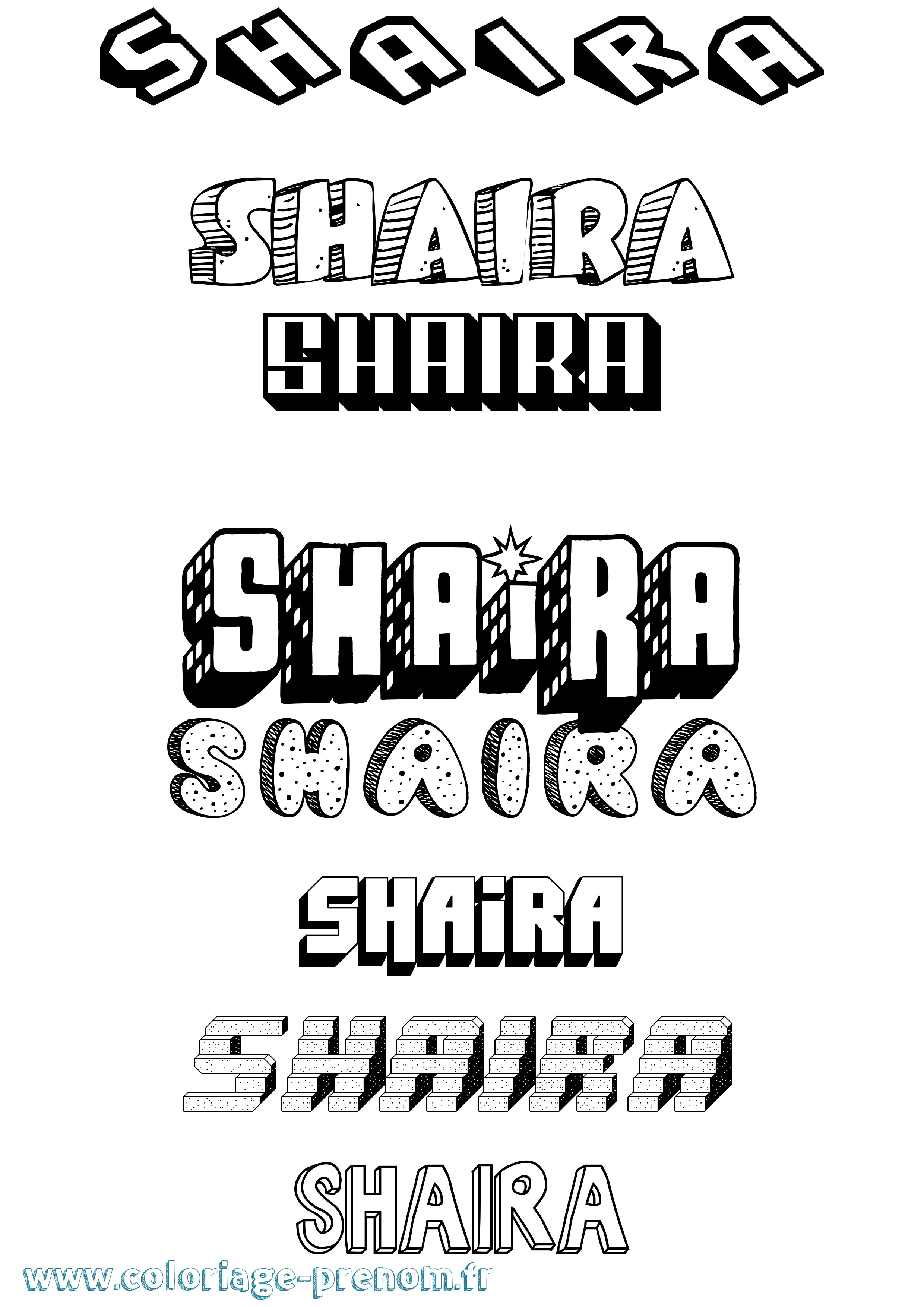 Coloriage Shaira Effet 3D Coloriage prénom Shaira Effet 3D