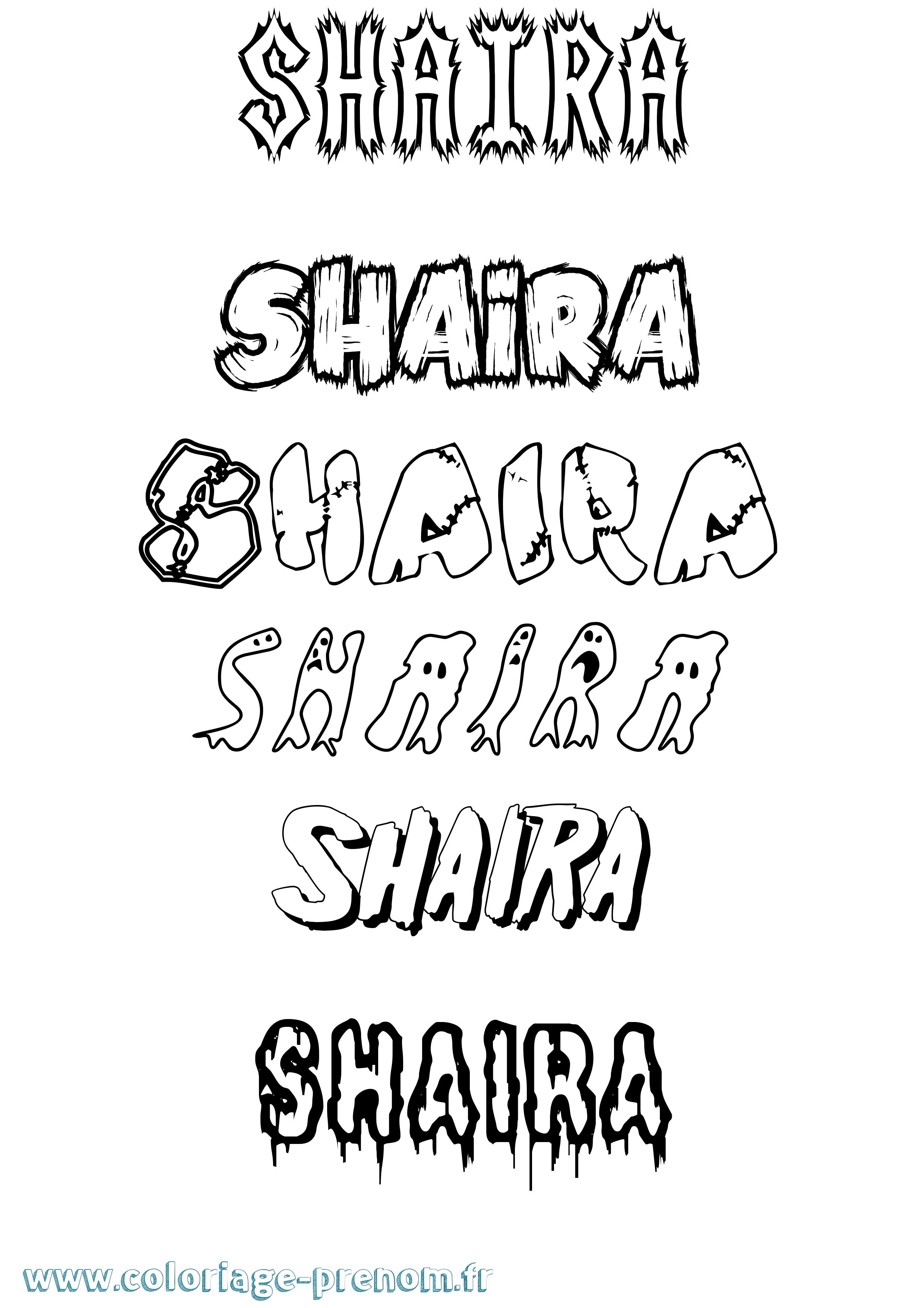 Coloriage Shaira Frisson Coloriage prénom Shaira Frisson
