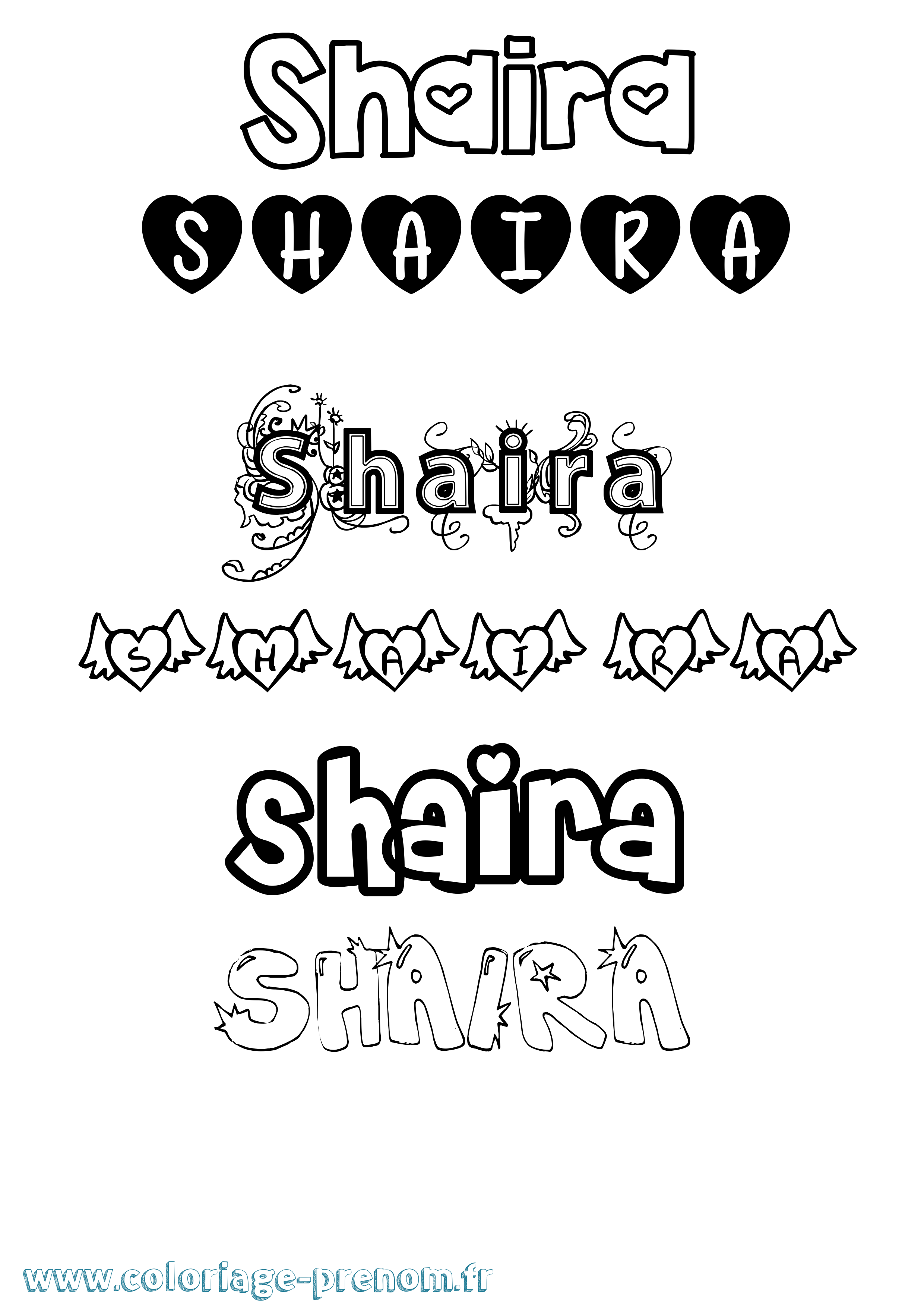 Coloriage Shaira Girly Coloriage prénom Shaira Girly