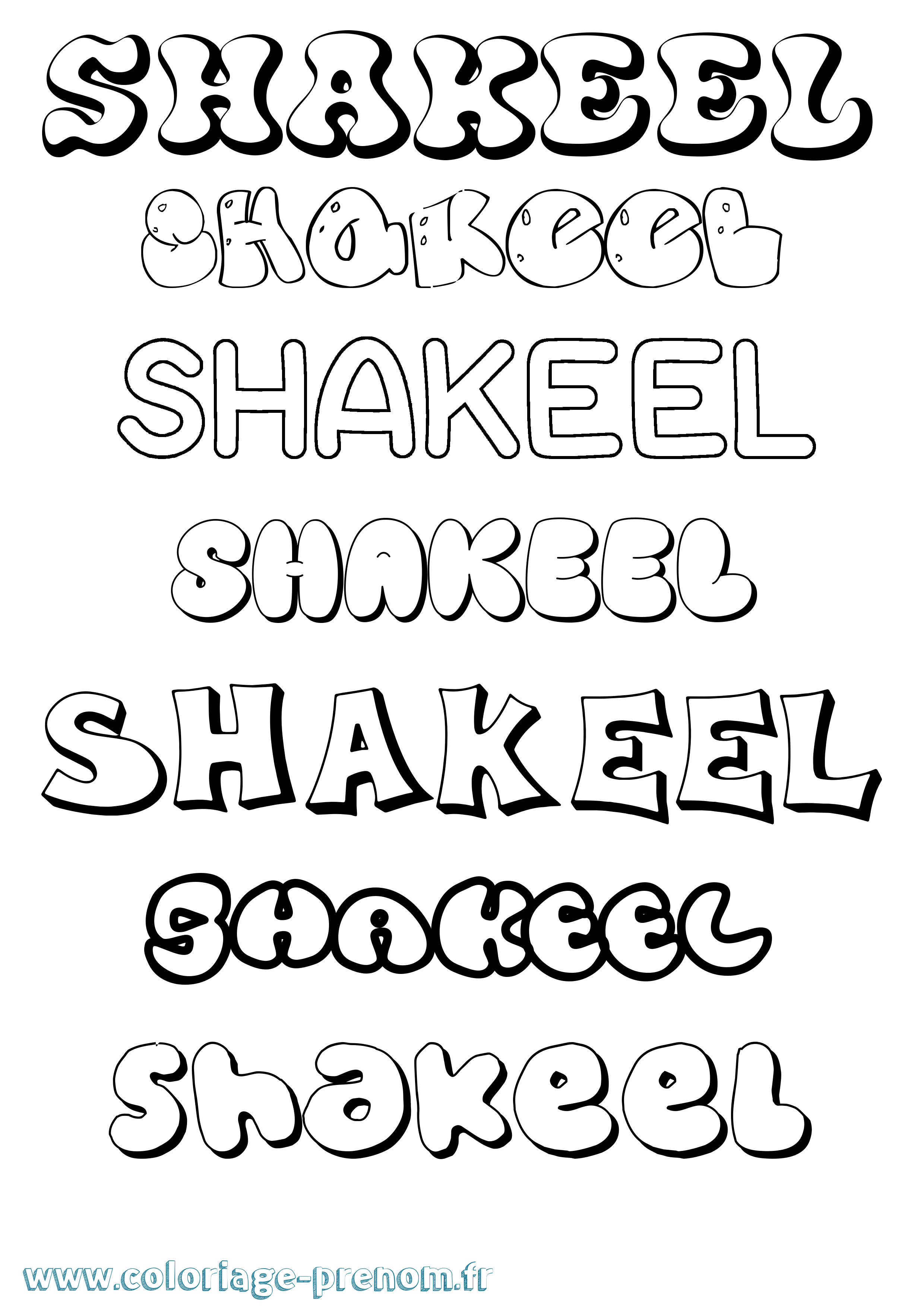 Coloriage Shakeel Bubble Coloriage prénom Shakeel Bubble