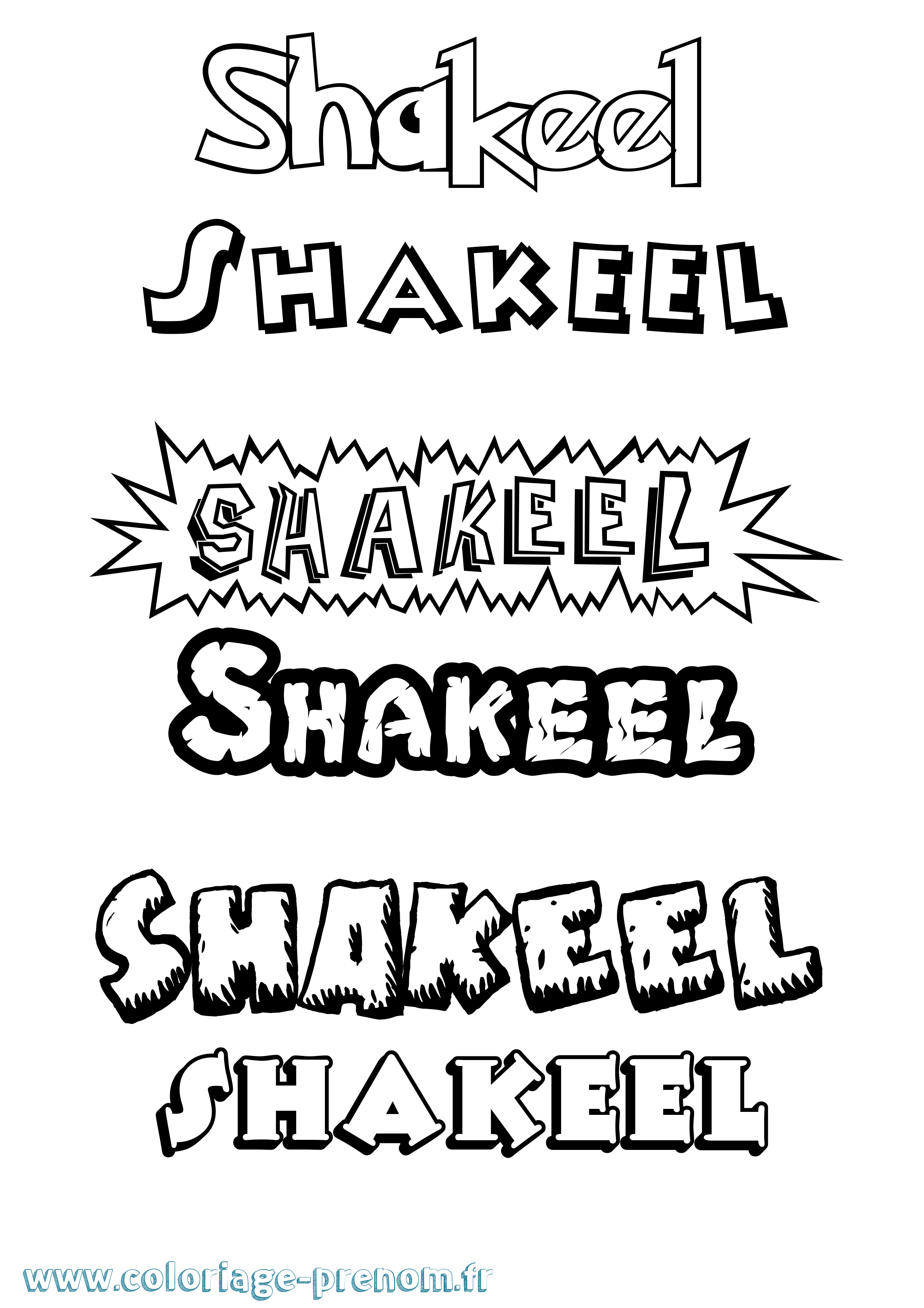 Coloriage Shakeel Dessin Animé Coloriage prénom Shakeel Dessin Animé