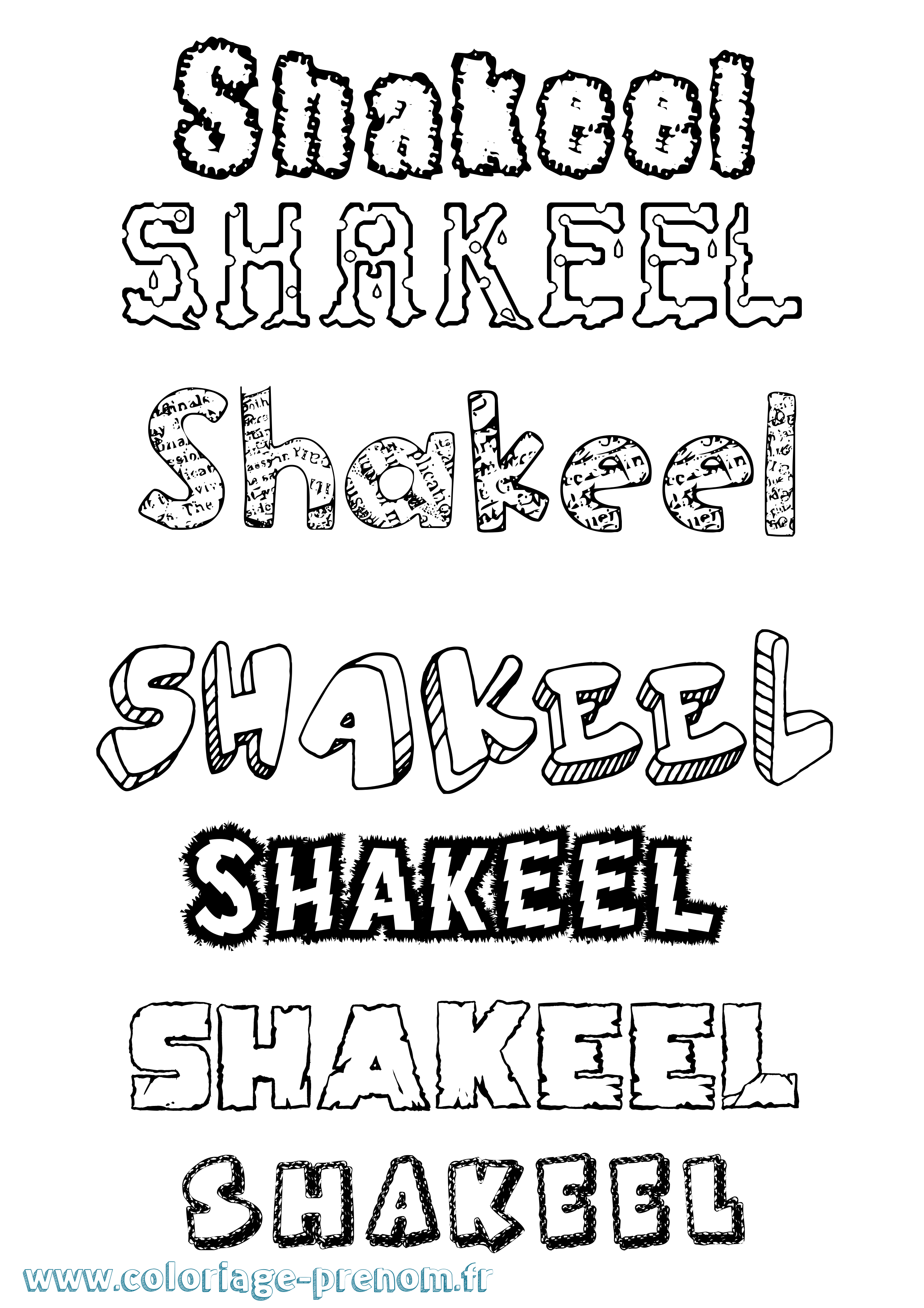 Coloriage Shakeel Destructuré Coloriage prénom Shakeel Destructuré