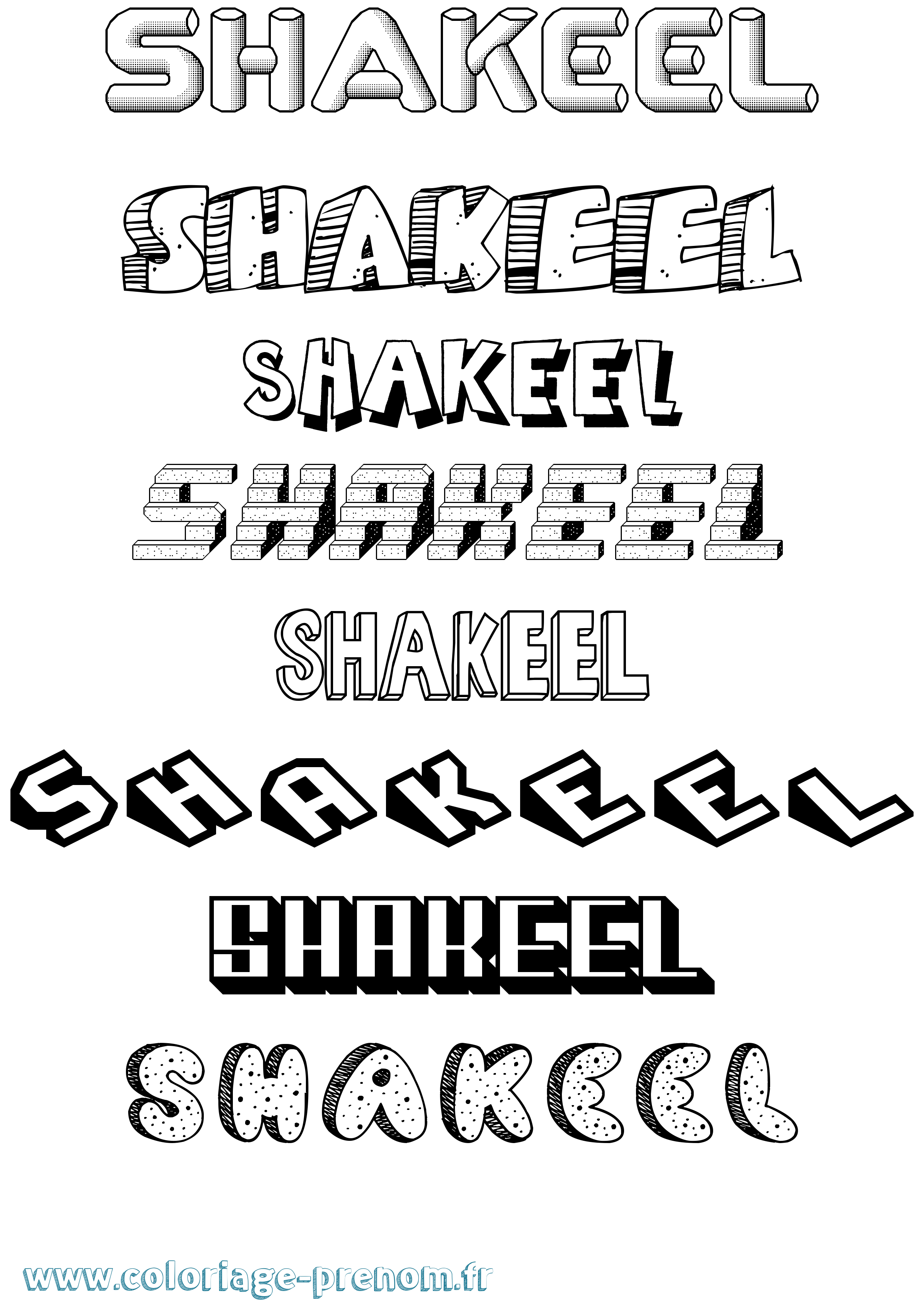 Coloriage Shakeel Effet 3D Coloriage prénom Shakeel Effet 3D