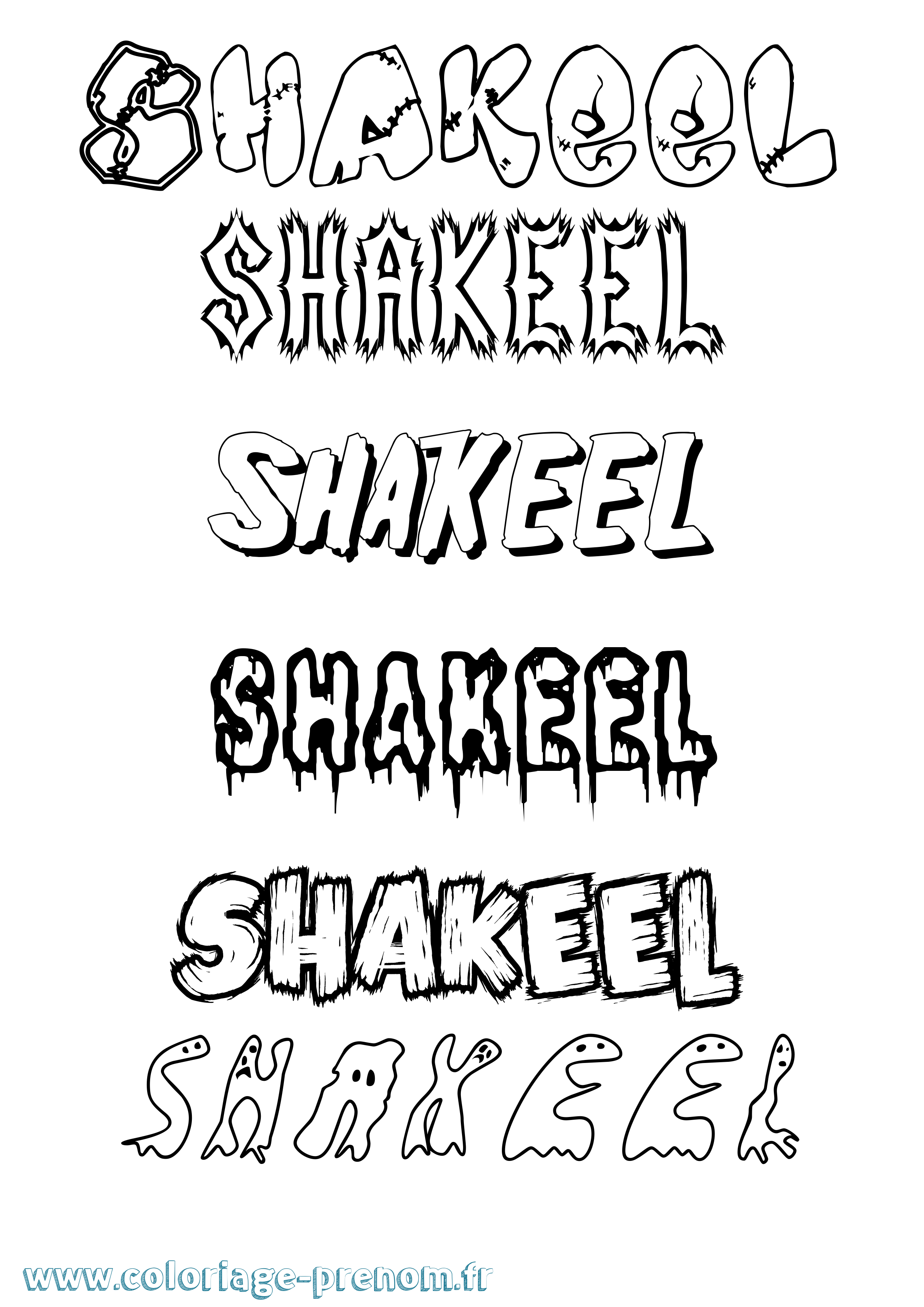Coloriage Shakeel Frisson Coloriage prénom Shakeel Frisson