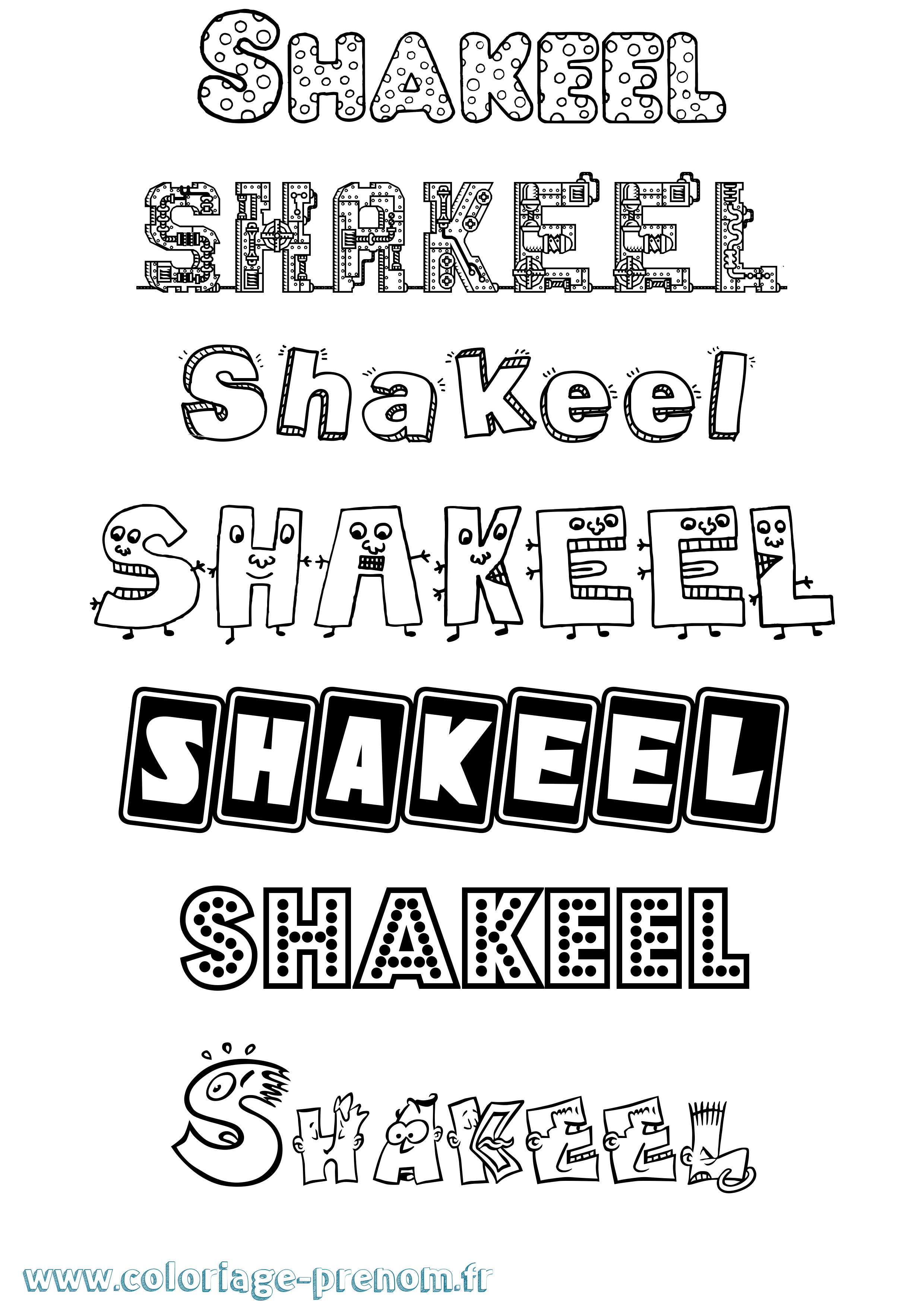 Coloriage Shakeel Fun Coloriage prénom Shakeel Fun