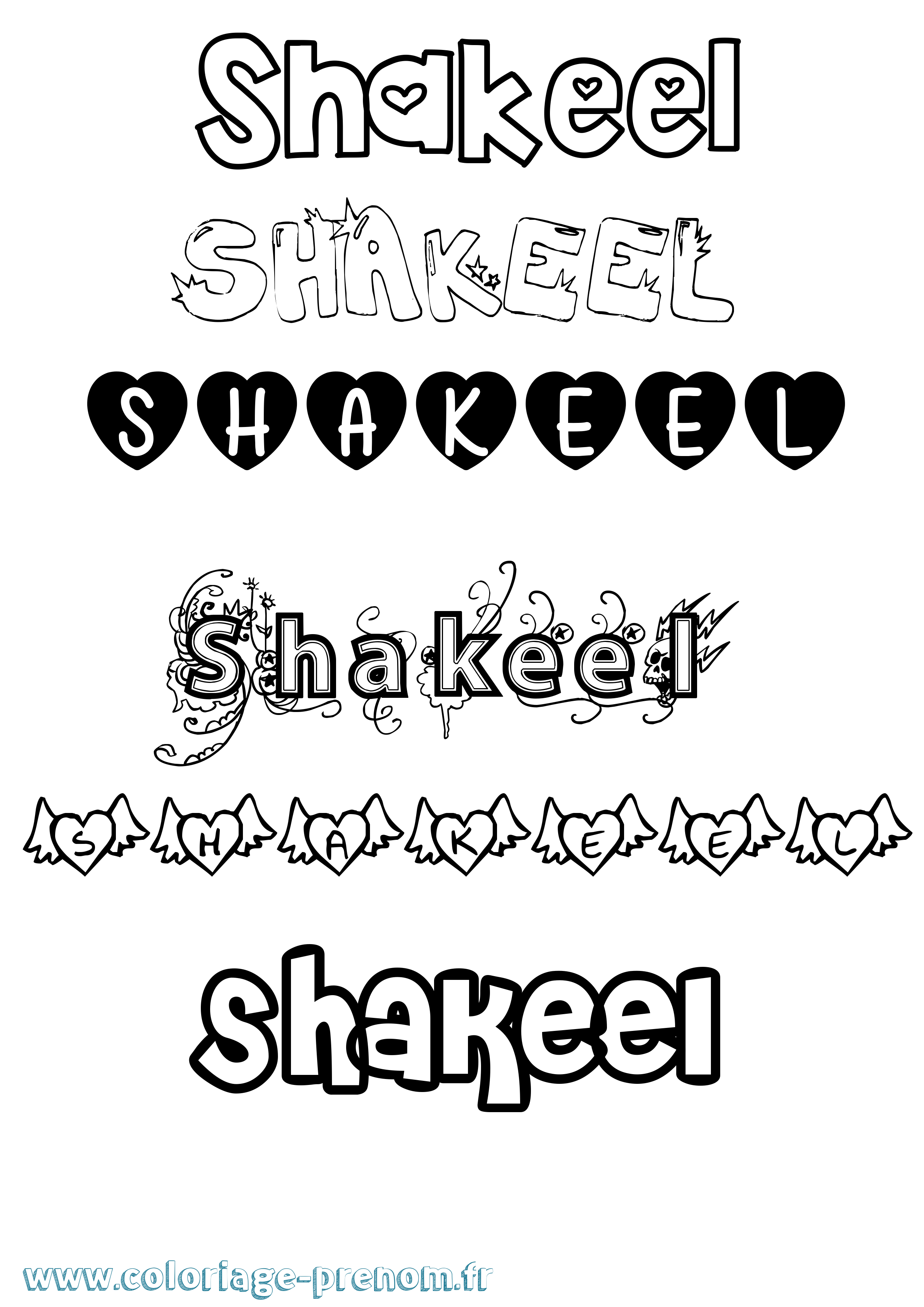 Coloriage Shakeel Girly Coloriage prénom Shakeel Girly