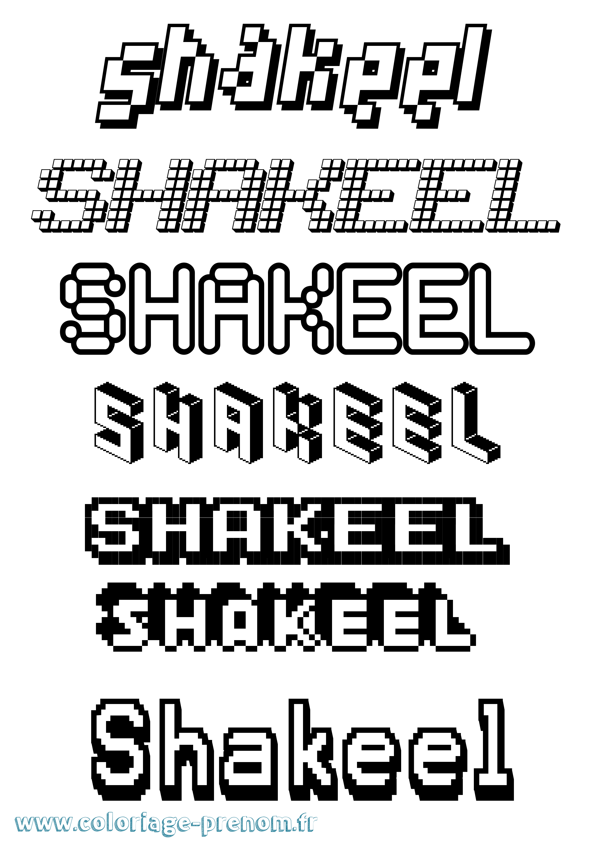 Coloriage Shakeel Pixel Coloriage prénom Shakeel Pixel